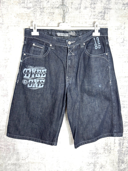 Y2K DYSE ONE BAGGY DENIM STREETWEAR SHORTS Sz: 32