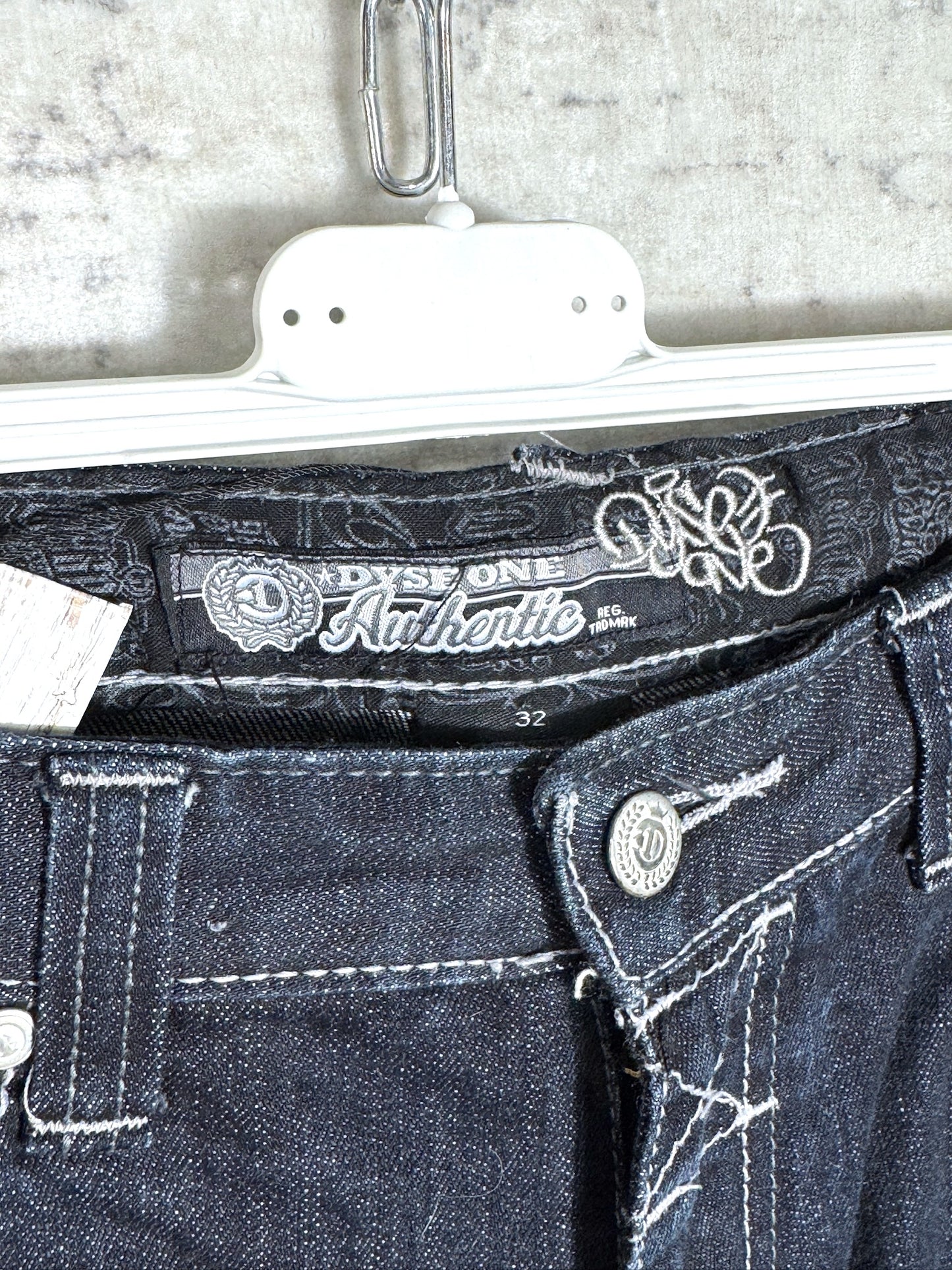 Y2K DYSE ONE BAGGY DENIM STREETWEAR SHORTS Sz: 32