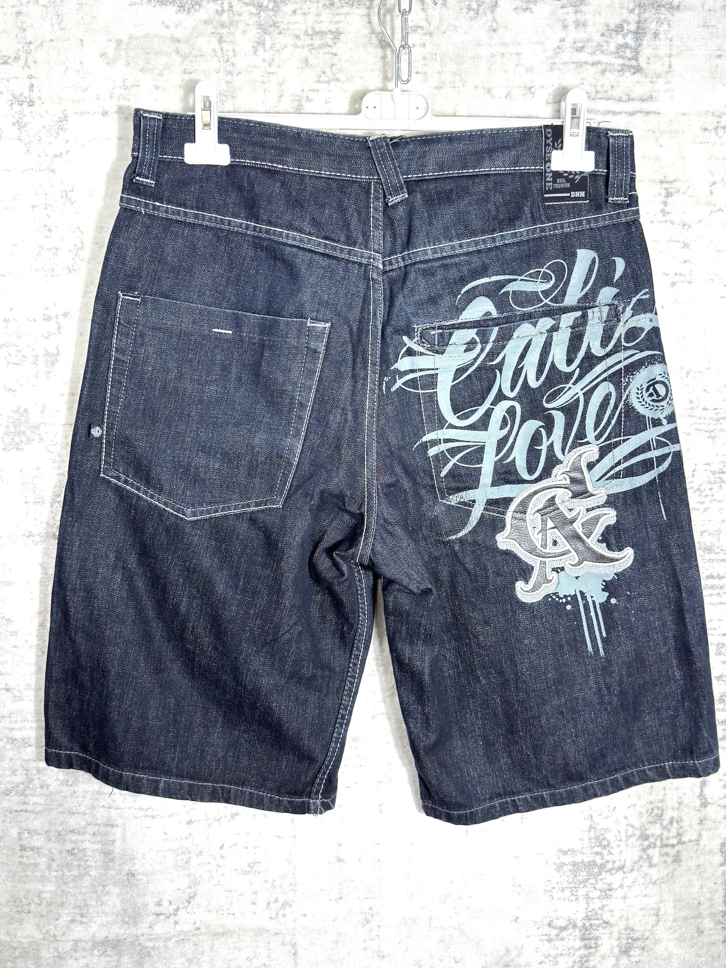 Y2K DYSE ONE BAGGY DENIM STREETWEAR SHORTS Sz: 32