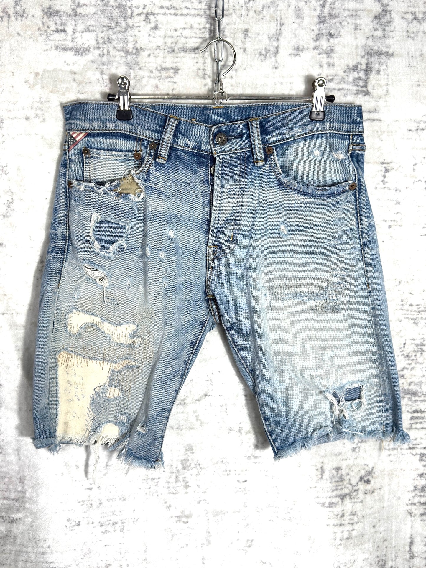 RALPH LAUREN DENIM & SUPPLY DISTRESSED DENIM SHORTS  SZ: 30