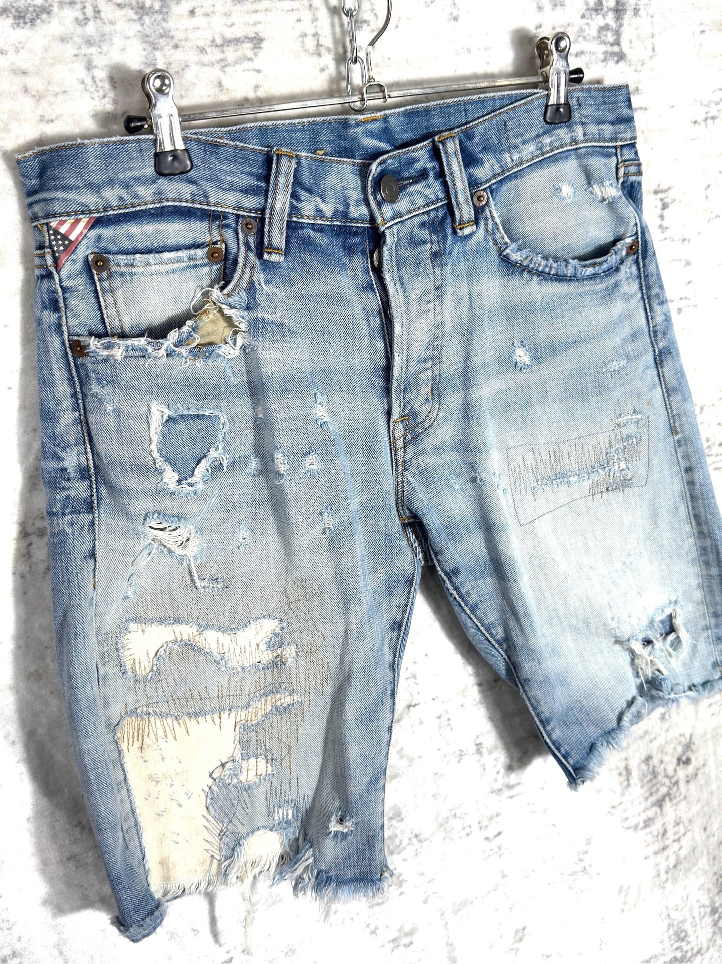 RALPH LAUREN DENIM & SUPPLY DISTRESSED DENIM SHORTS  SZ: 30