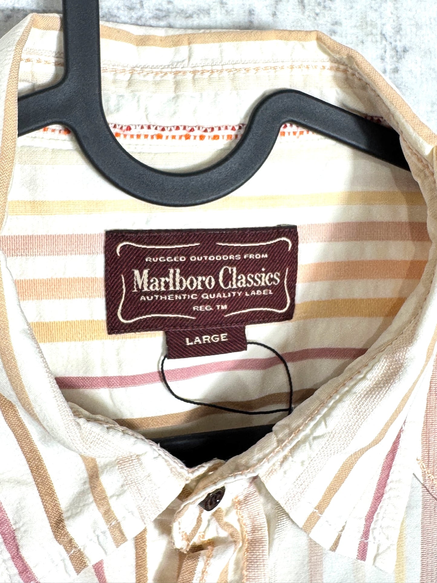 Y2K MARLBORO CLASSICS "PINSTRIPE" WESTERN SHORT SLEEVES SHIRT SZ: L
