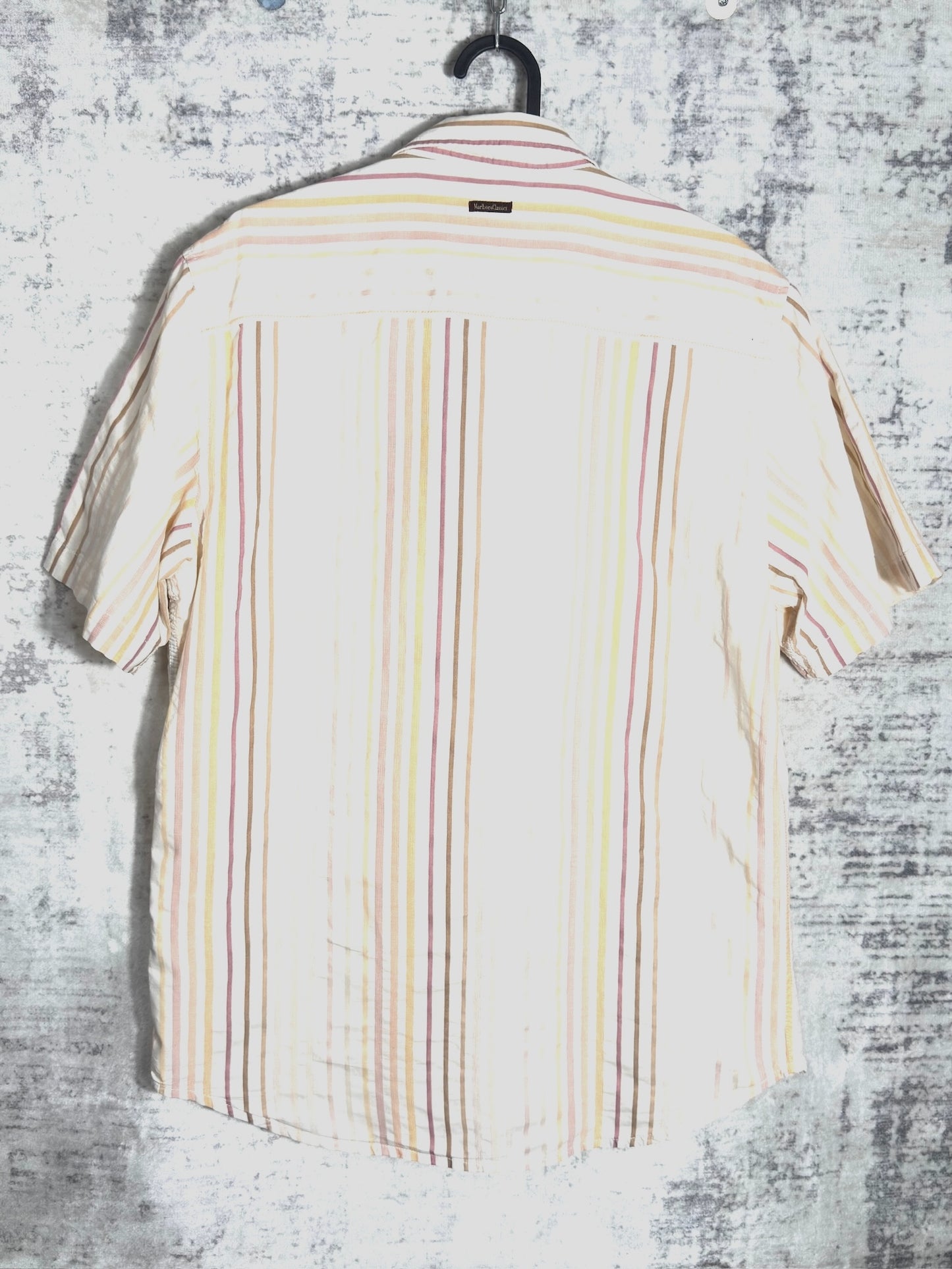 Y2K MARLBORO CLASSICS "PINSTRIPE" WESTERN SHORT SLEEVES SHIRT SZ: L