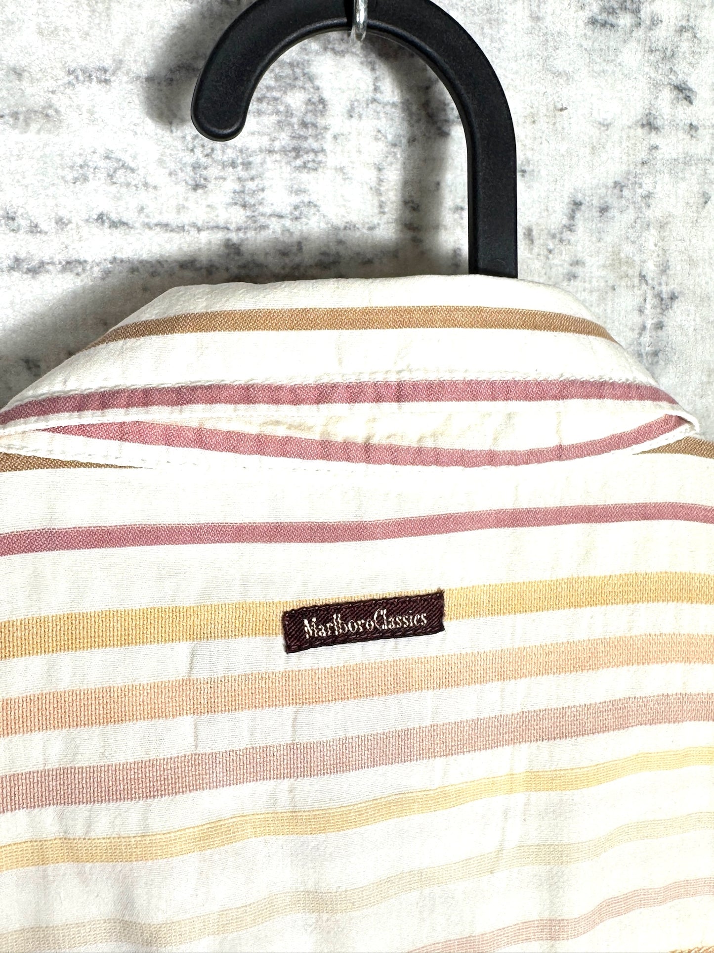 Y2K MARLBORO CLASSICS "PINSTRIPE" WESTERN SHORT SLEEVES SHIRT SZ: L