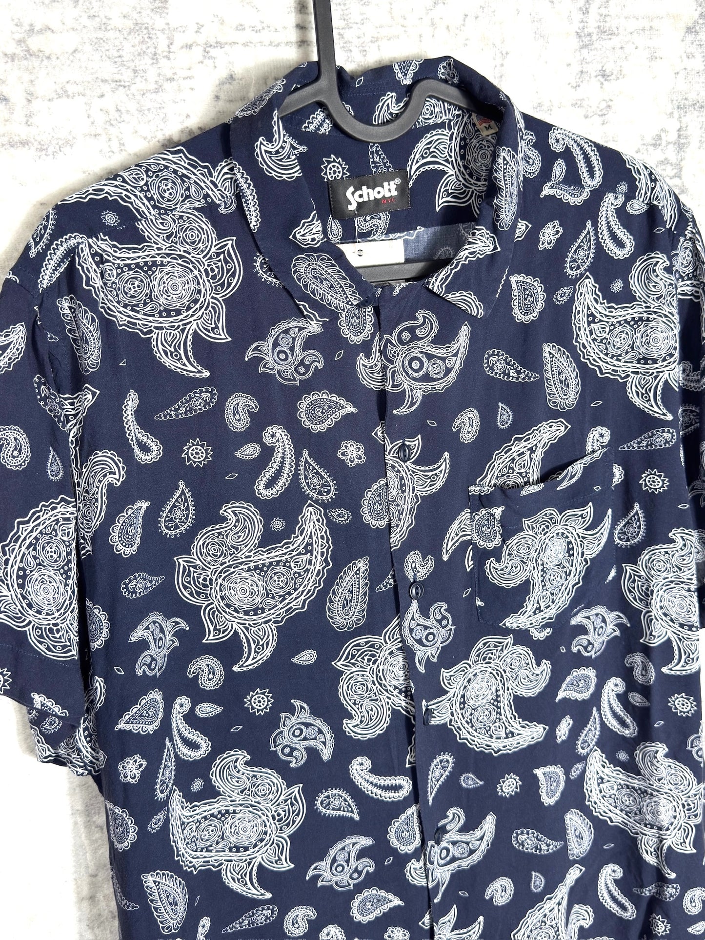 SCHOTT N.Y.C "PAISLEY" SHORT SLEEVES SHIRT SZ:M
