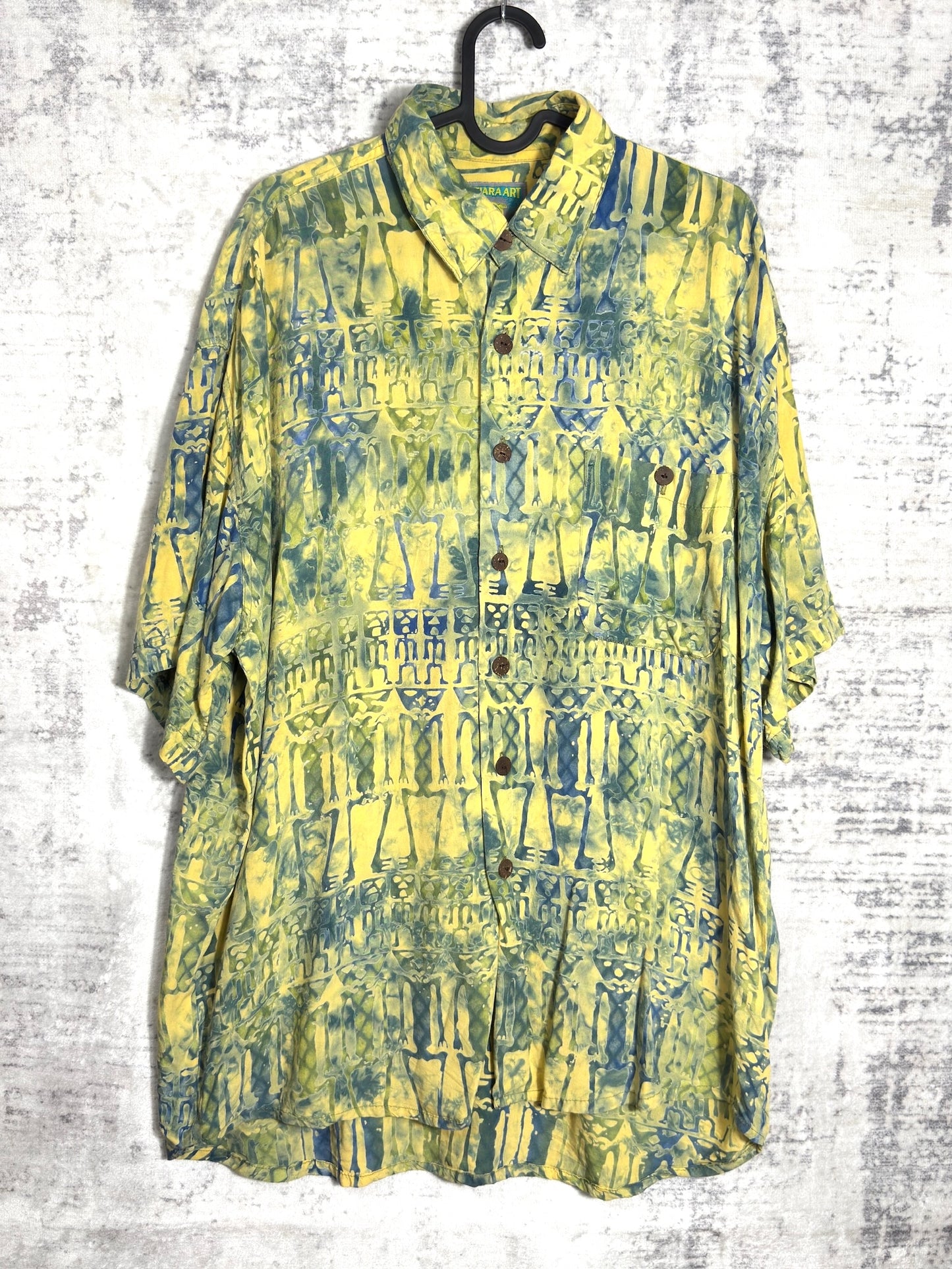 VINTAGE 90s MUTIARA ART BALI "TIE DIE" SHORT SLEEVES SHIRT SZ: L