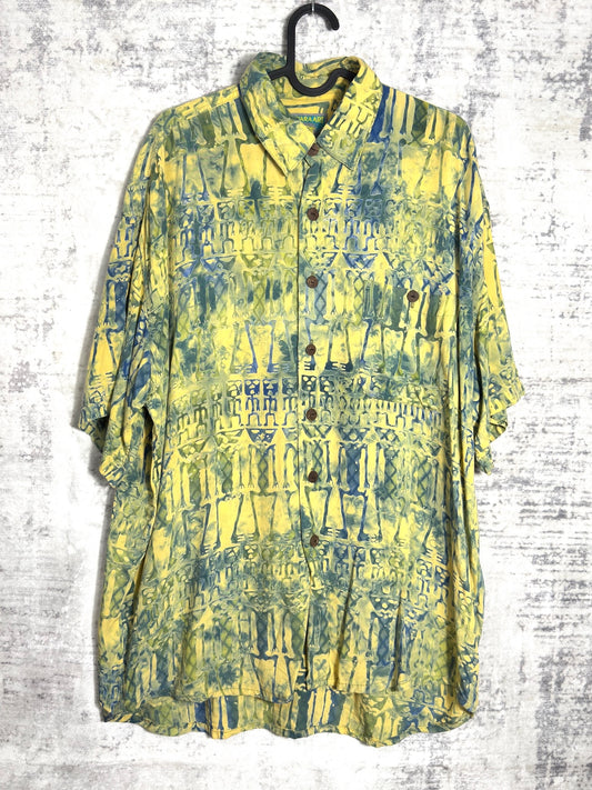 VINTAGE 90s MUTIARA ART BALI "TIE DIE" SHORT SLEEVES SHIRT SZ: L