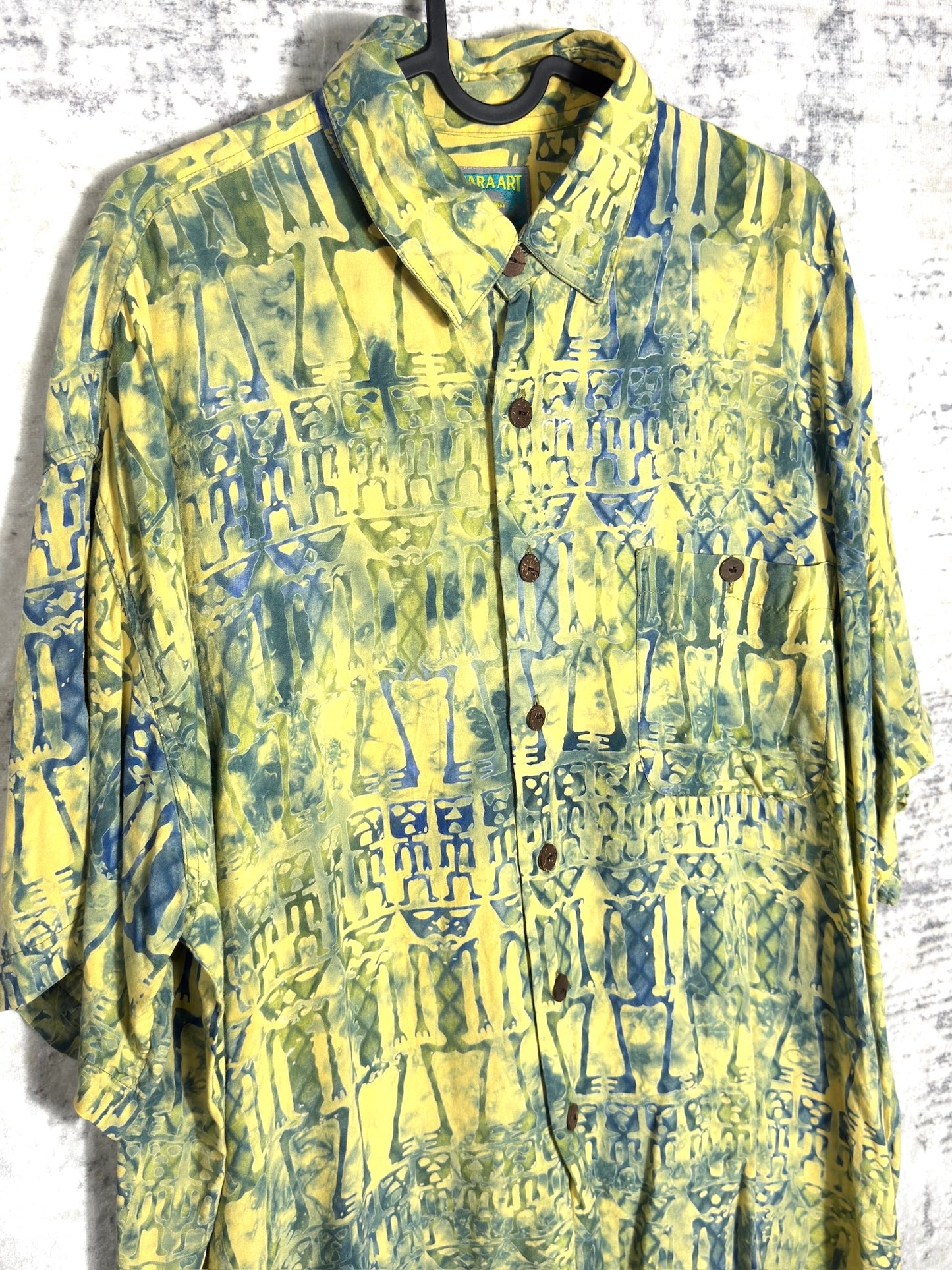 VINTAGE 90s MUTIARA ART BALI "TIE DIE" SHORT SLEEVES SHIRT SZ: L