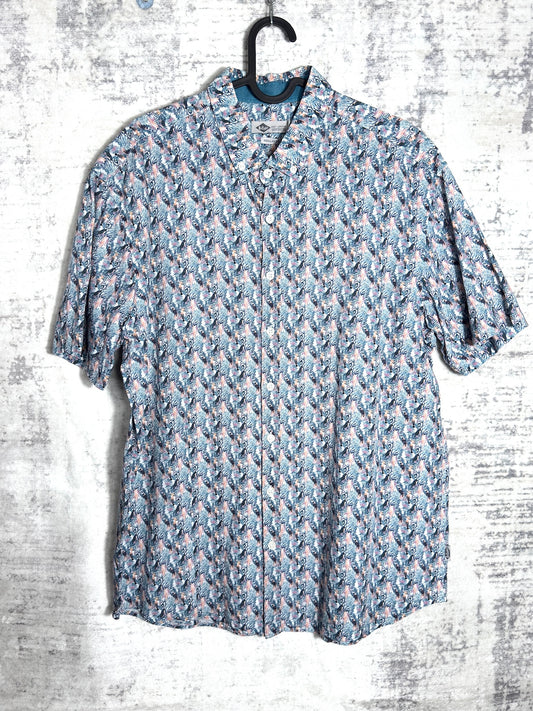 LEE COOPER "FLORAL & BIRDS" SHORT SLEEVES SHIRT SZ: L