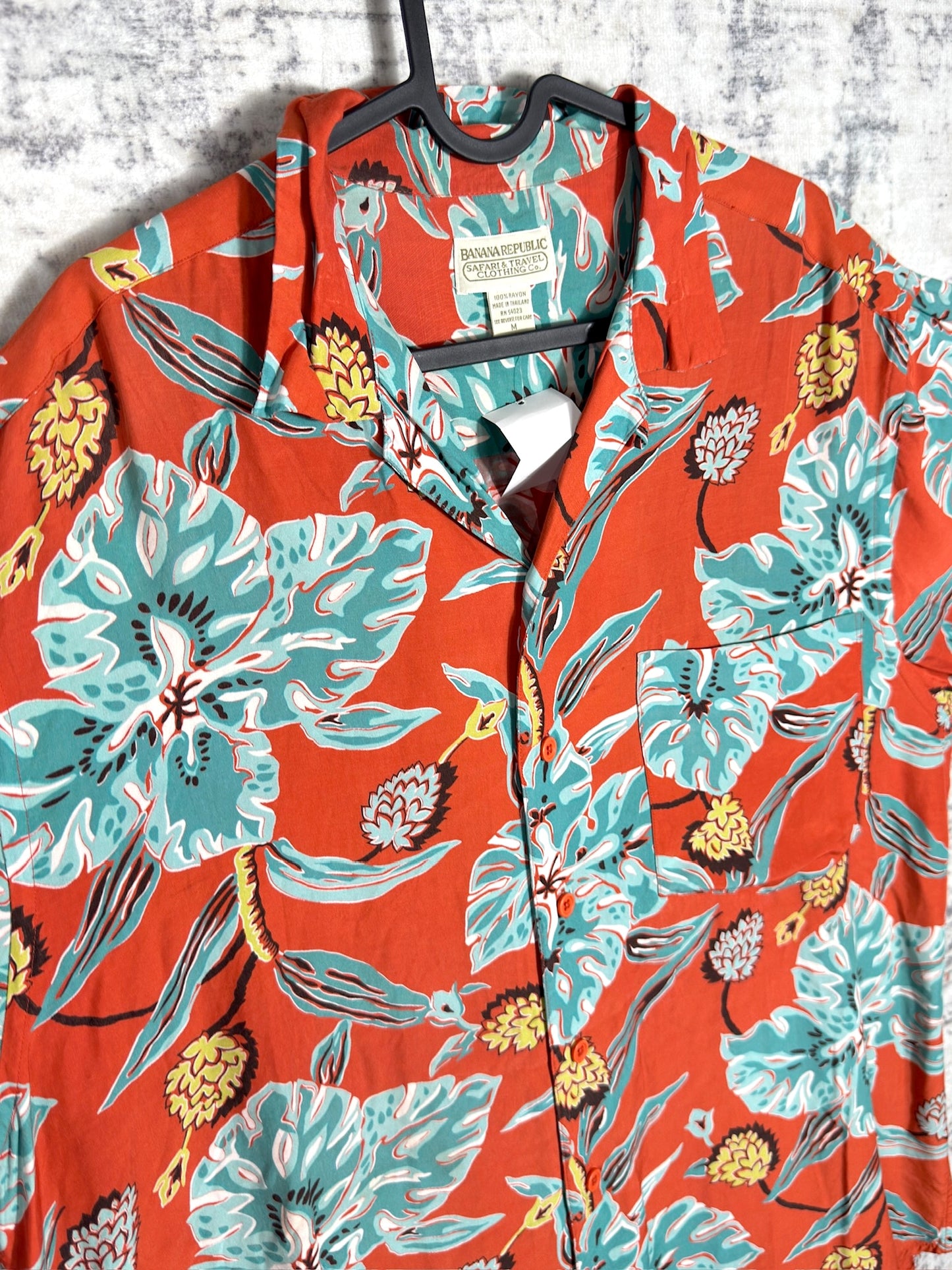 VINTAGE 80s BANANA REPUBLIC "FLORAL" HAWAII SHORT SLEEVES SHIRT SZ: M