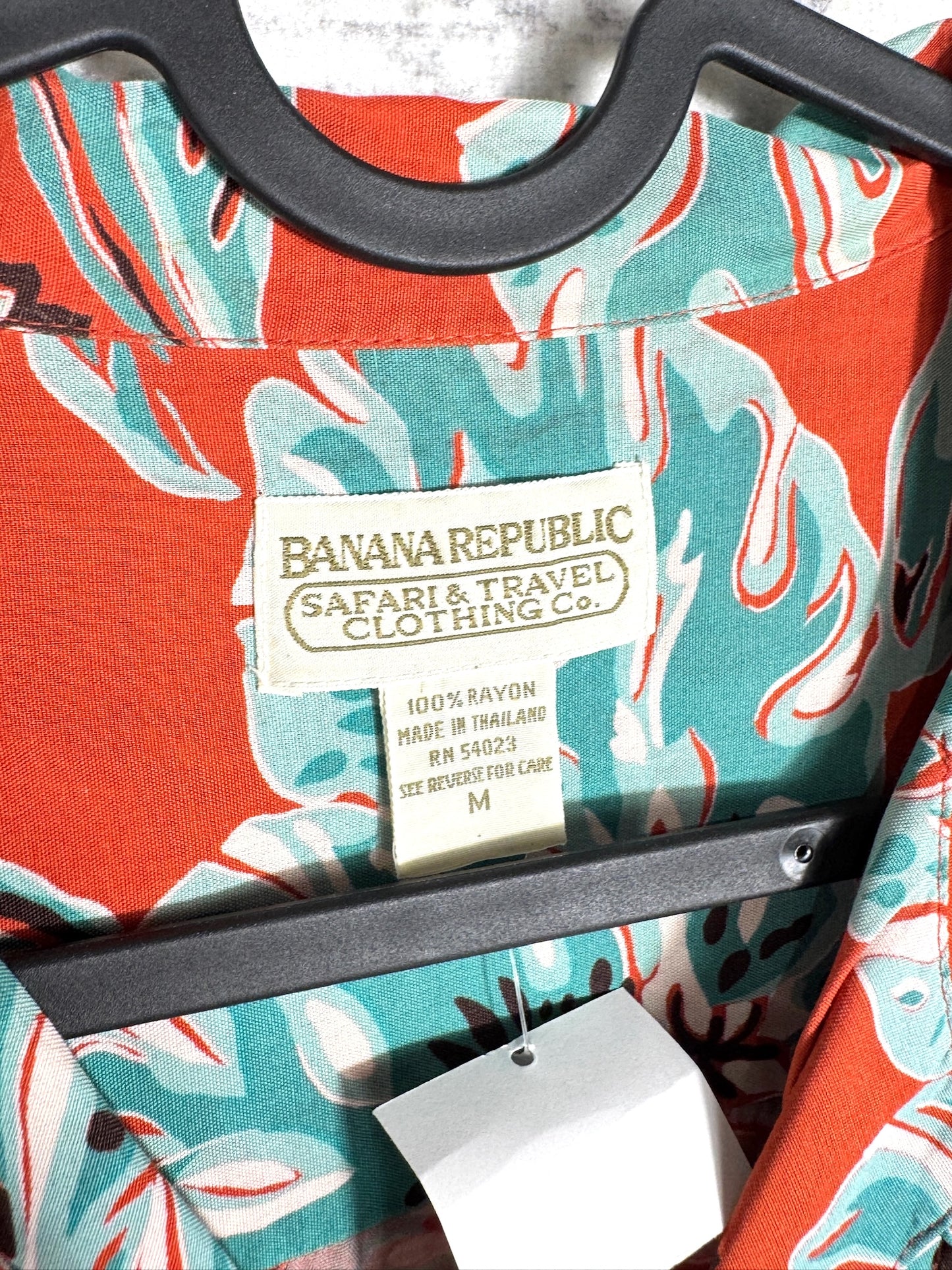 VINTAGE 80s BANANA REPUBLIC "FLORAL" HAWAII SHORT SLEEVES SHIRT SZ: M