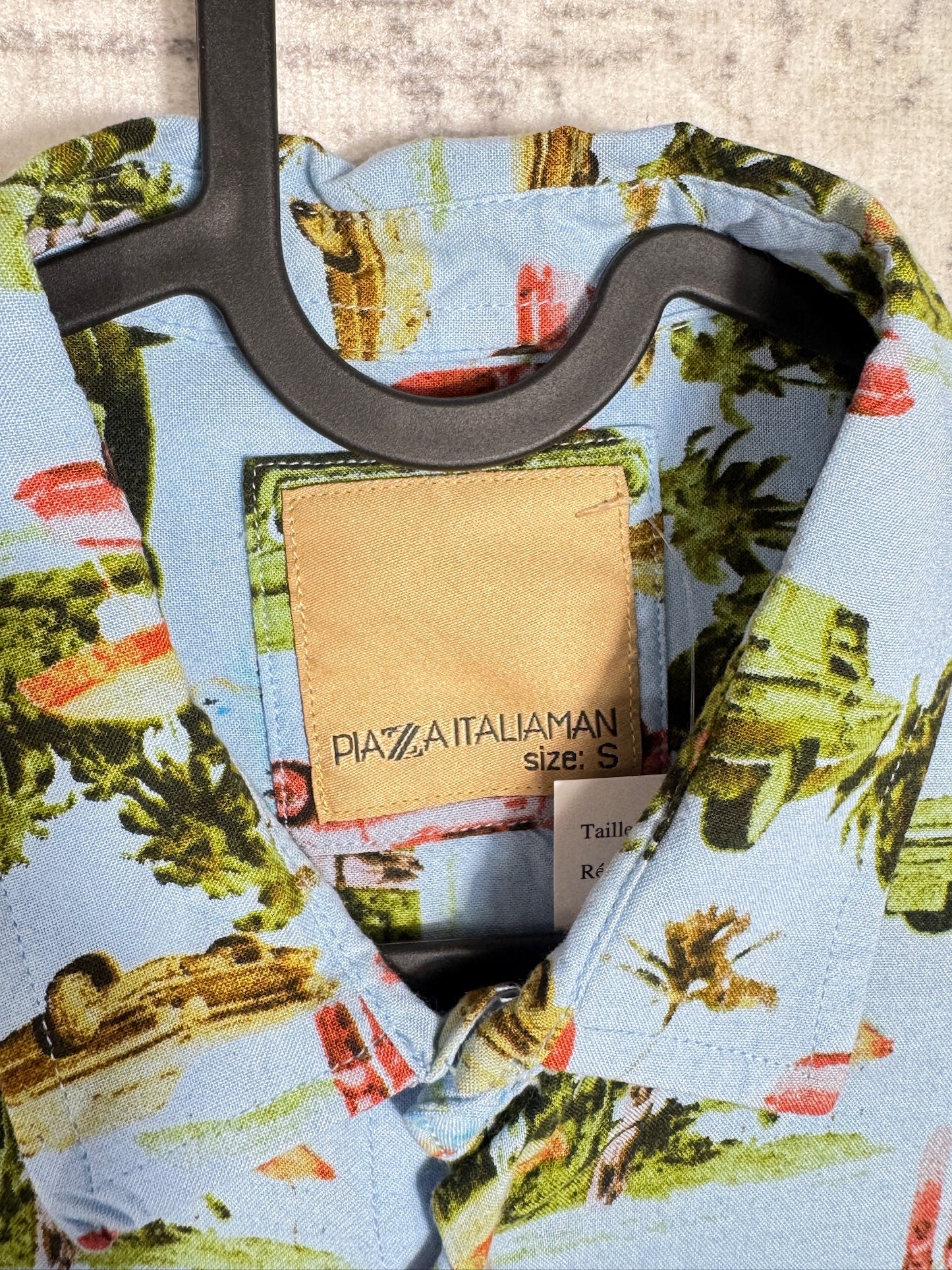 PIAZZA ITALIA "CAR PATTERN" HAWAII SHORT SLEEVES SHIRT SZ: S