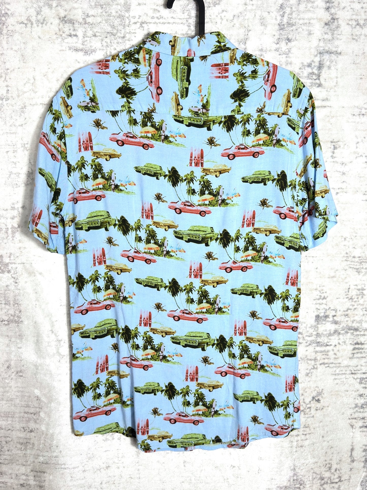 PIAZZA ITALIA "CAR PATTERN" HAWAII SHORT SLEEVES SHIRT SZ: S