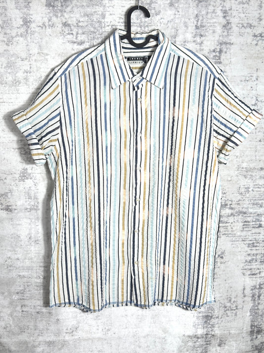 Y2K ANGELO LITRICO "STRIPED" SHORT SLEEVES SHIRT SZ: L