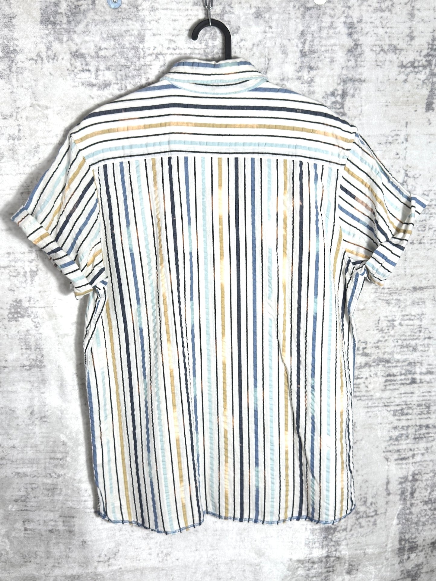Y2K ANGELO LITRICO "STRIPED" SHORT SLEEVES SHIRT SZ: L