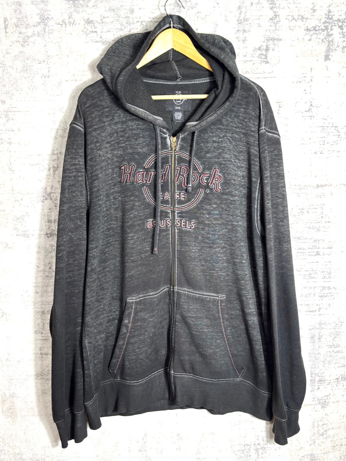 HARD ROCK CAFE "BRUSSELS" HOODIE ZIP UP  SZ: XXXL