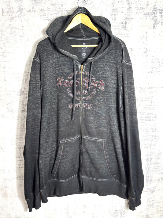 HARD ROCK CAFE "BRUSSELS" HOODIE ZIP UP  SZ: XXXL