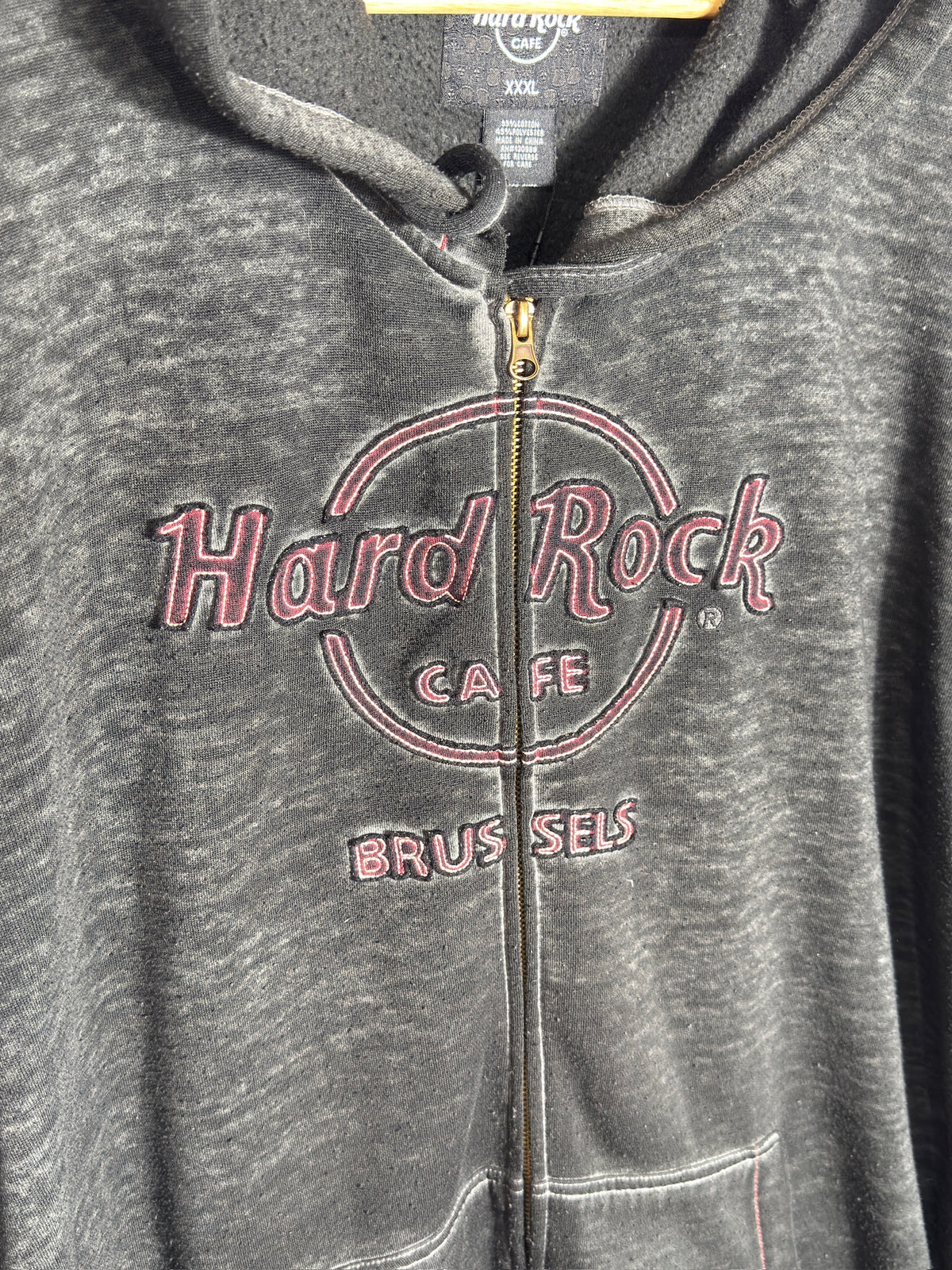 HARD ROCK CAFE "BRUSSELS" HOODIE ZIP UP  SZ: XXXL
