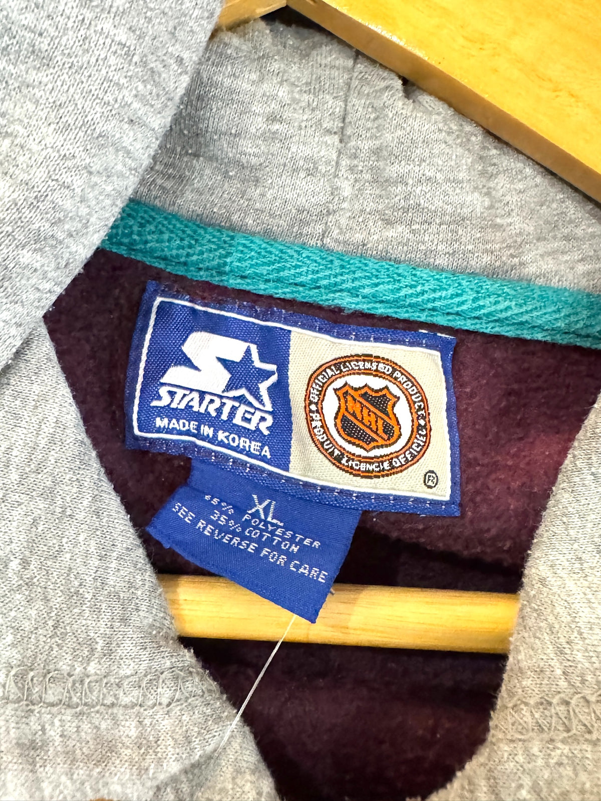 VINTAGE 90s MIGHTY DUCKS "TWO-TONE" HOODIE Sz: XL