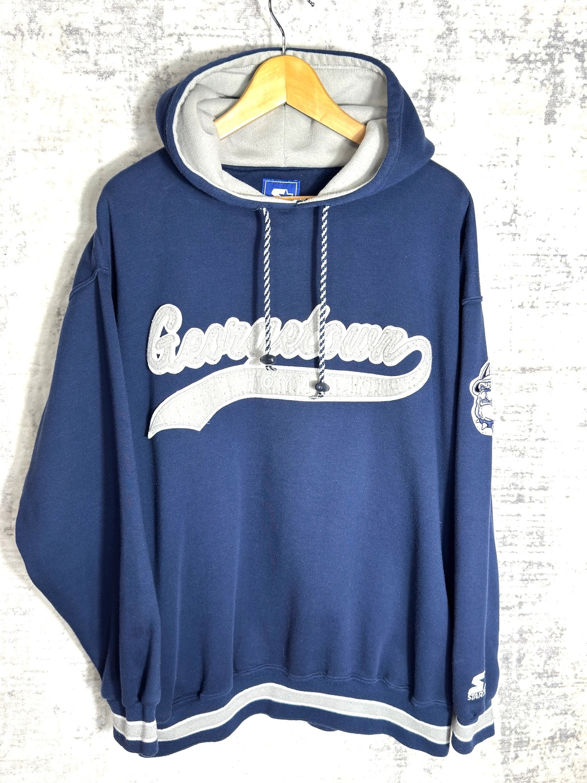 STARTER VINTAGE 90s GEORGETOWN HOYAS BULLDOG NCAA HOODIE Sz: L