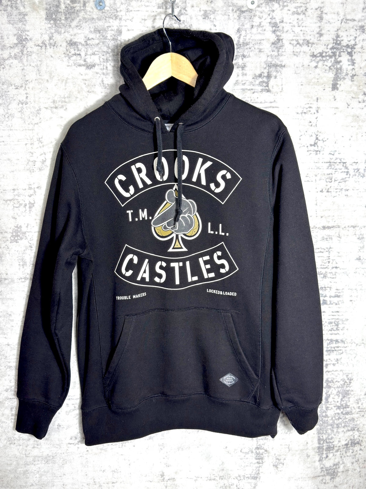 CROOKS & CASTLES “TROUBLE MAKERS / LOCKED & LOADED” HOODIE Sz: M