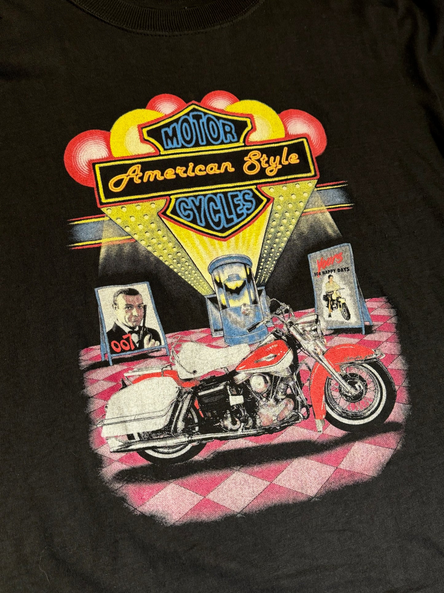 VINTAGE 90s AMERICAN STYLE MOTORCYCLES "MOVIE THEATER" T-SHIRT  SZ: XL