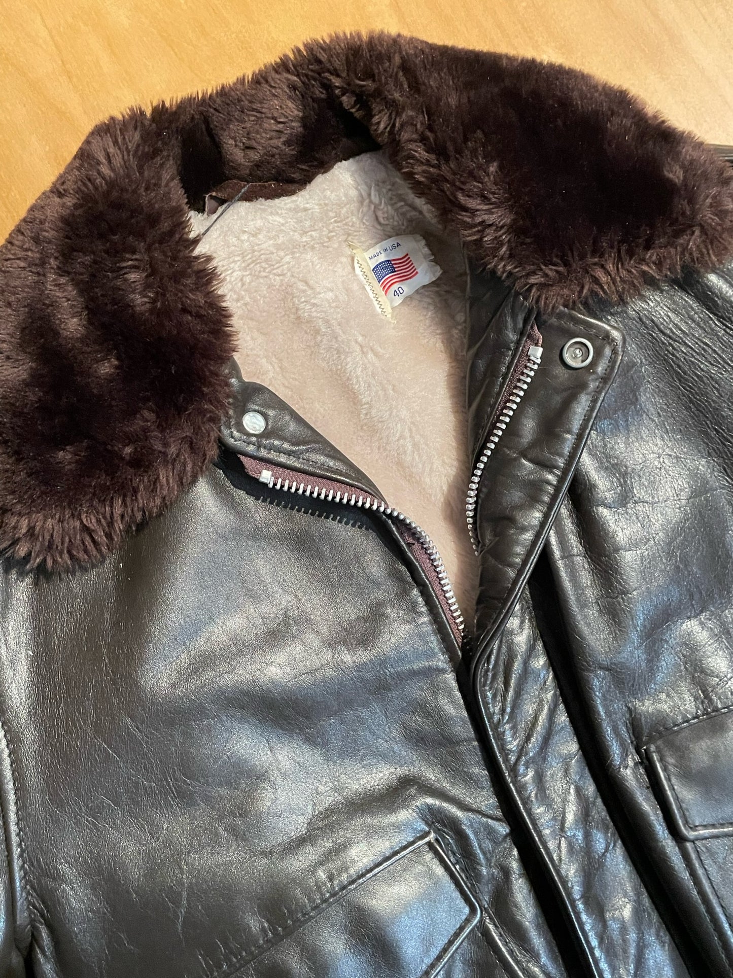 SCHOTT N.Y.C VINTAGE LEATHER  FLIGHT JACKET  SZ: 40=M