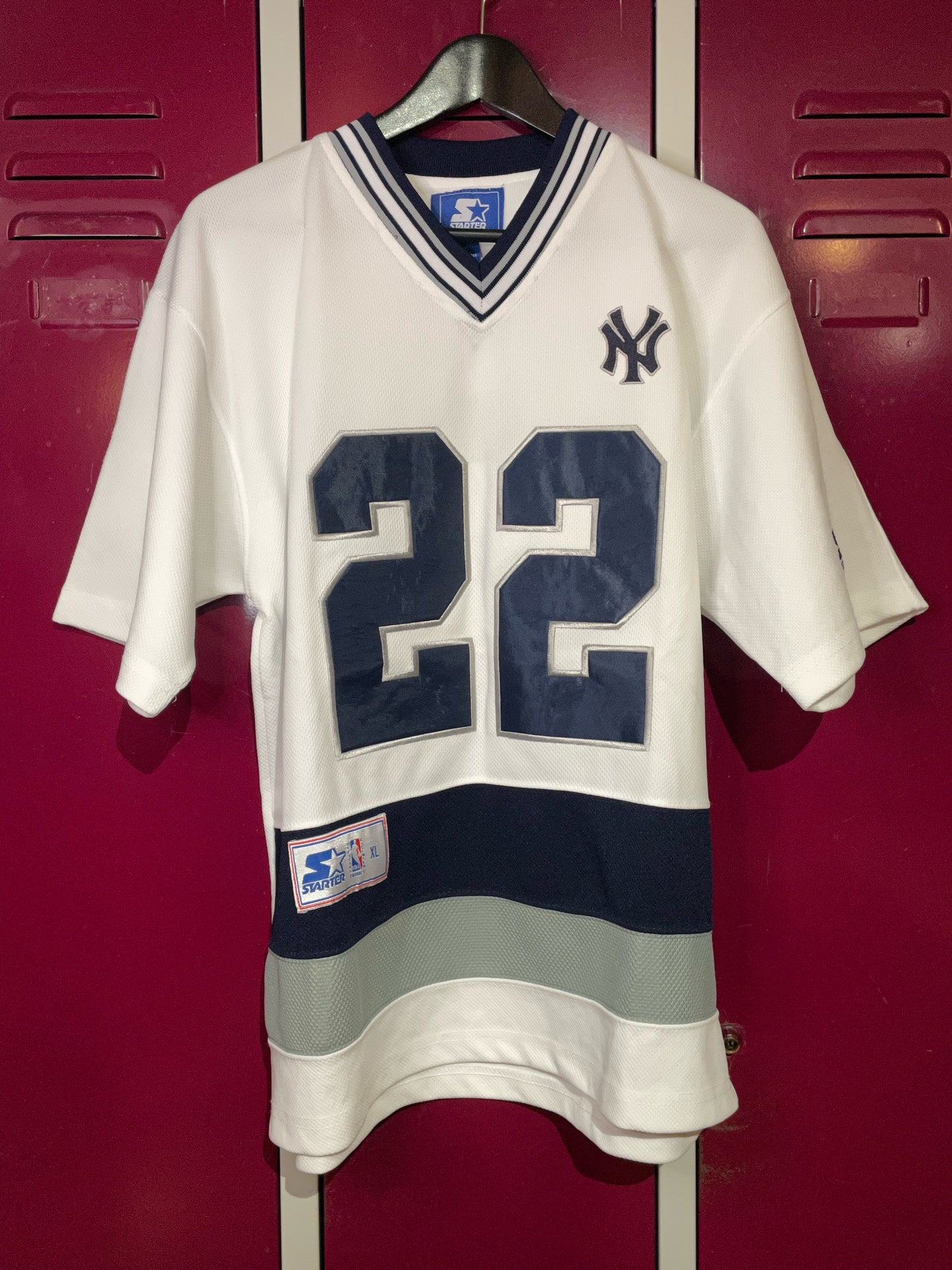 VINTAGE STARTER NEW YORK YANKEES "E. SMITH" MLB JERSEY  SZ: XL