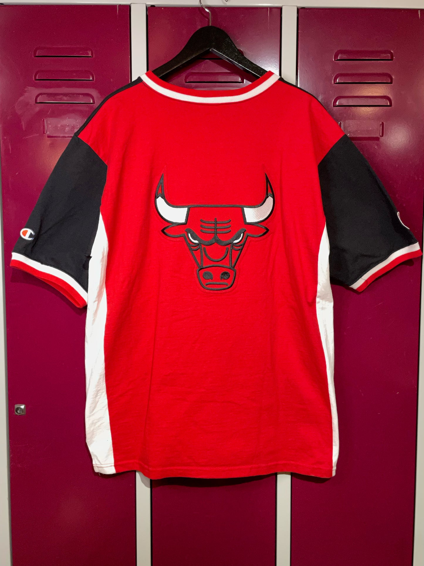 VINTAGE CHAMPION CHICAGO BULLS NBA BASKETBALL WARMUP SHIRT  SZ: L