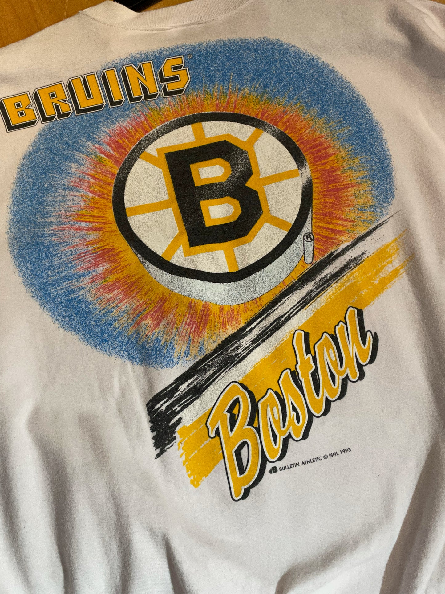 VINTAGE 1993 BULLETIN ATHLETIC BOSTON BRUINS NHL HOCKEY CREWNECK SWEATSHIRT  SZ: 2 = XL