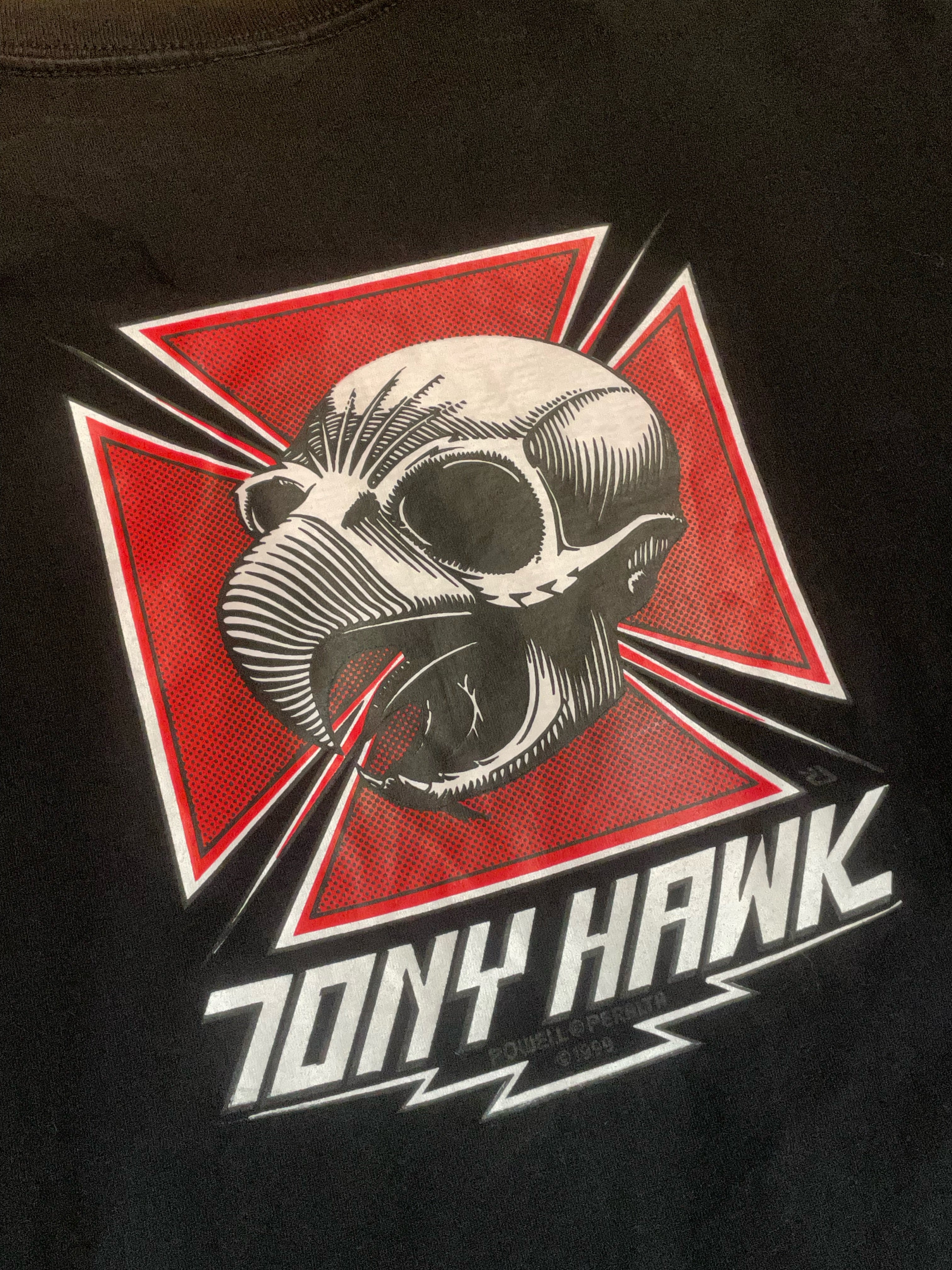 VINTAGE 1999 TONY HAWK POWELL PERALTA SKATEBOARD T-SHIRT SZ: L