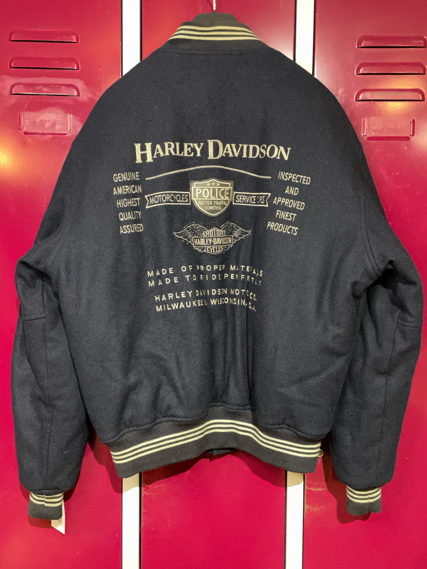 HARLEY DAVIDSON WOOL VARSITY BOMBER JACKET SZ: L