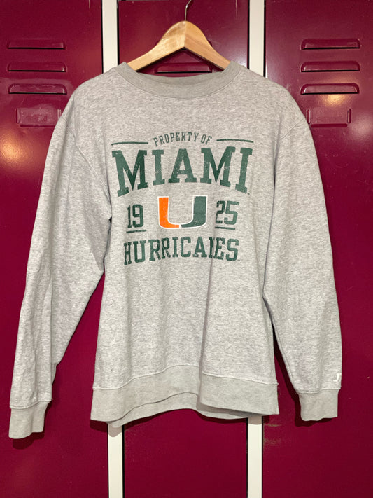 RUSSELL ATHLETIC "MIAMI HURRICANES" CREWNECK SWEATSHIRT  SZ: L