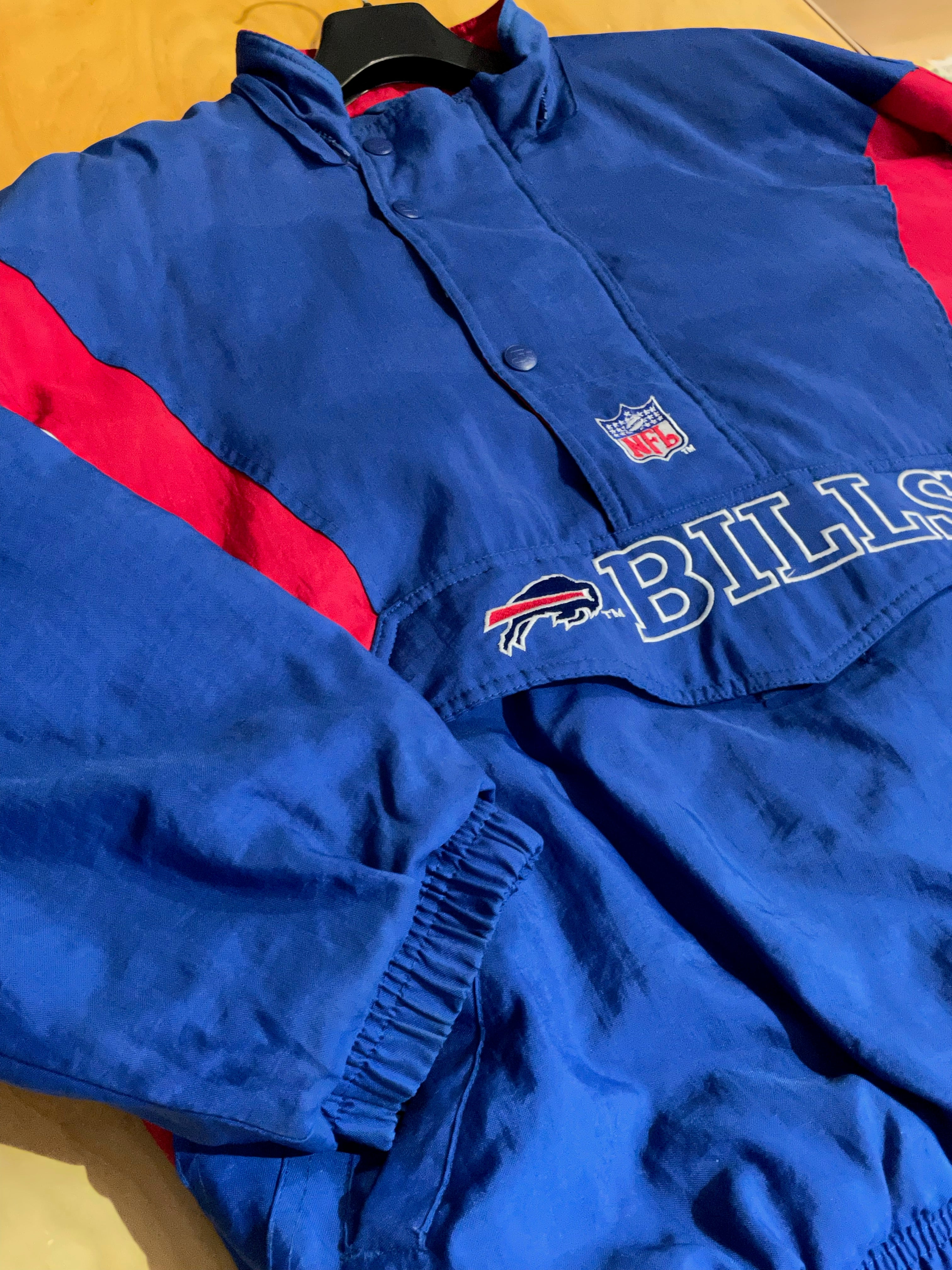 VINTAGE 90s STARTER BUFFALO BILLS NFL HALF ZIP JACKET SZ: XL