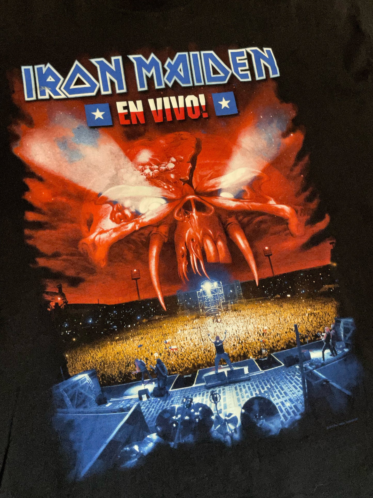 IRON MAIDEN "EN VIVO" 2012 MUSIC BAND T-SHIRT  SZ: XXL