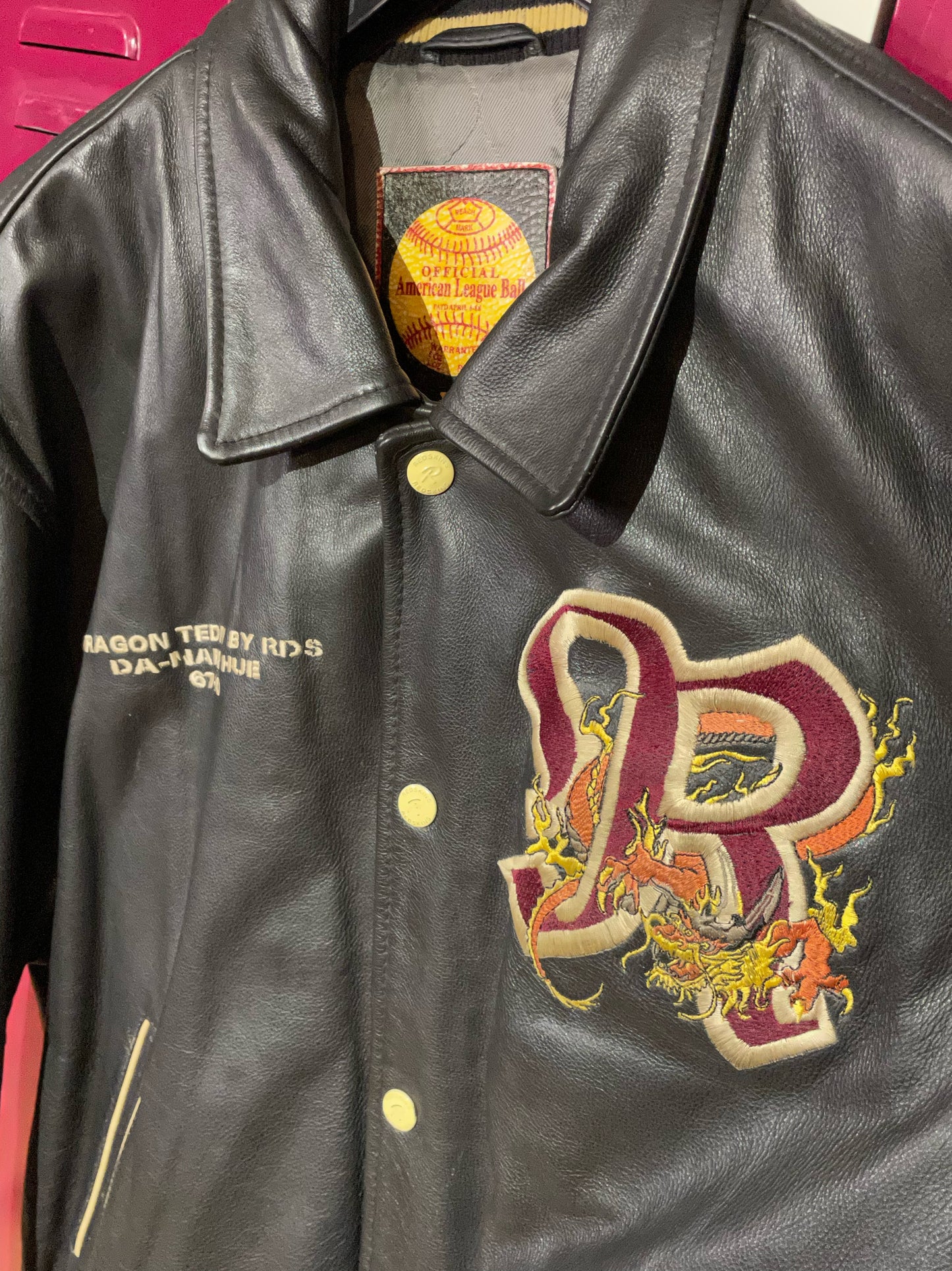 REDSKINS DRAGON TEDDY CLASSIC LEATHER VARSITY JACKET SZ: XXXL