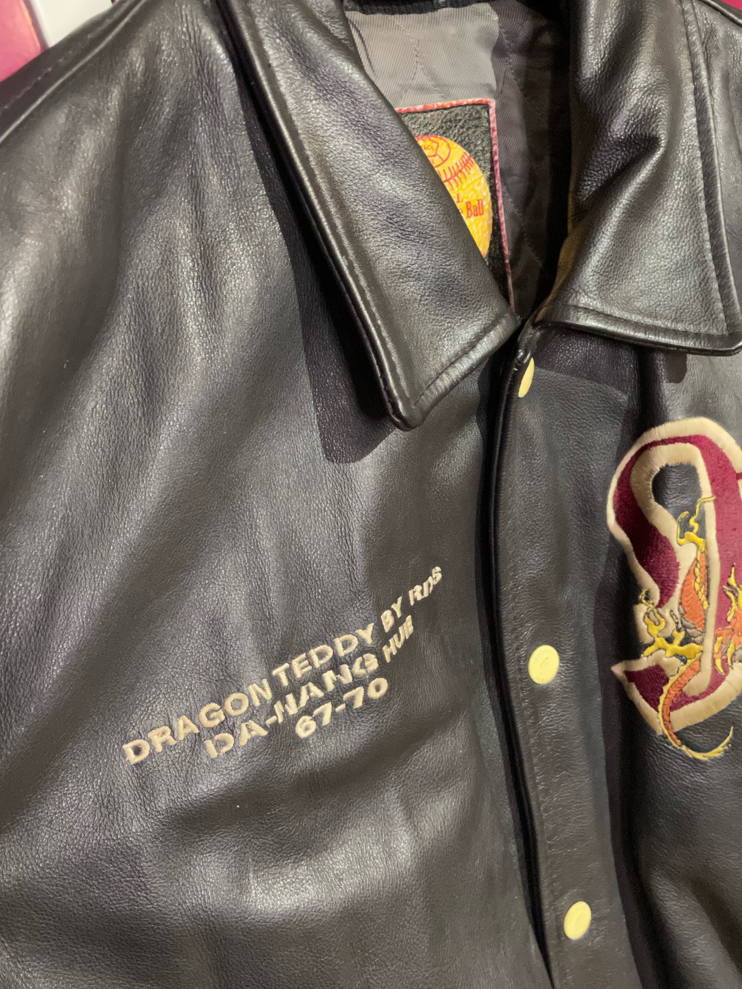 REDSKINS DRAGON TEDDY CLASSIC LEATHER VARSITY JACKET SZ: XXXL