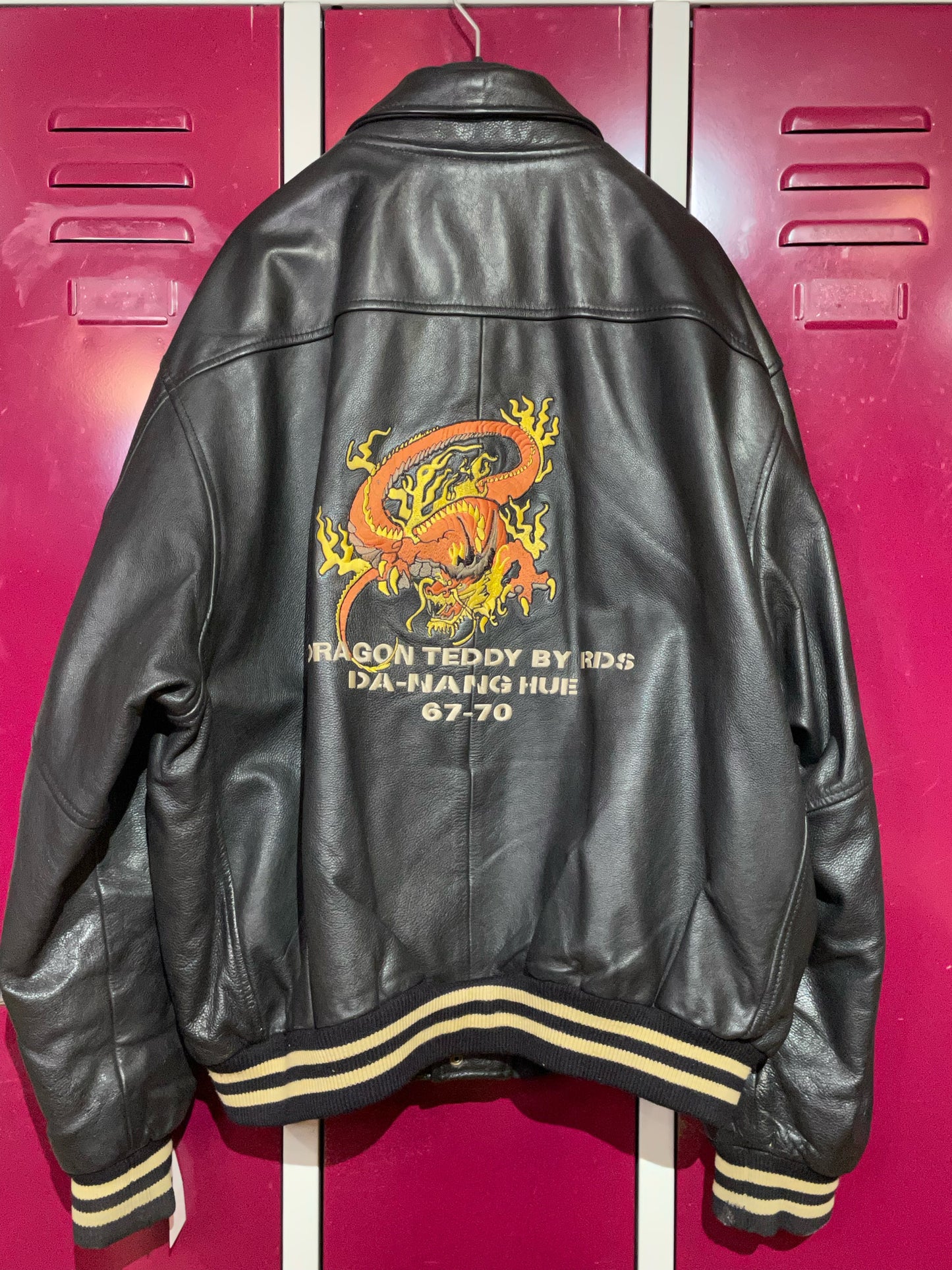 REDSKINS DRAGON TEDDY CLASSIC LEATHER VARSITY JACKET SZ: XXXL