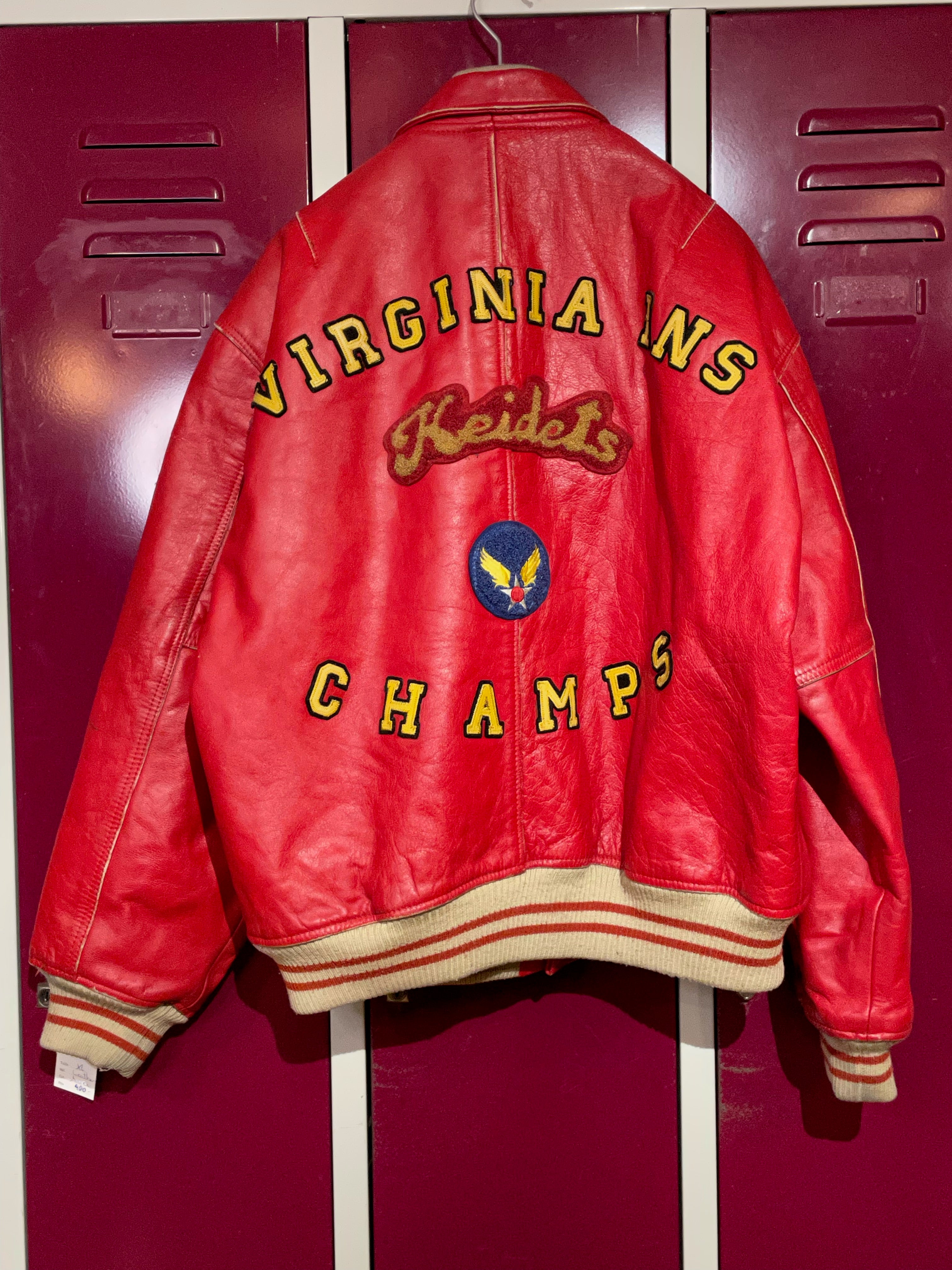 AVIREX U.S.A VIRGINIA INS CHAMPS LEATHER VARSITY JACKET SZ: XL