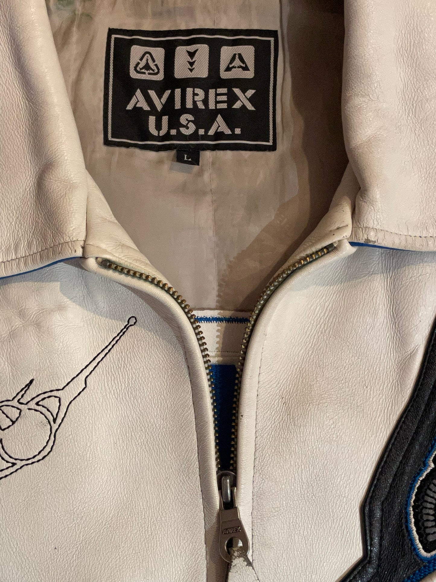 AVIREX NYC75 FIGHTER JET LEATHER JACKET SZ: L