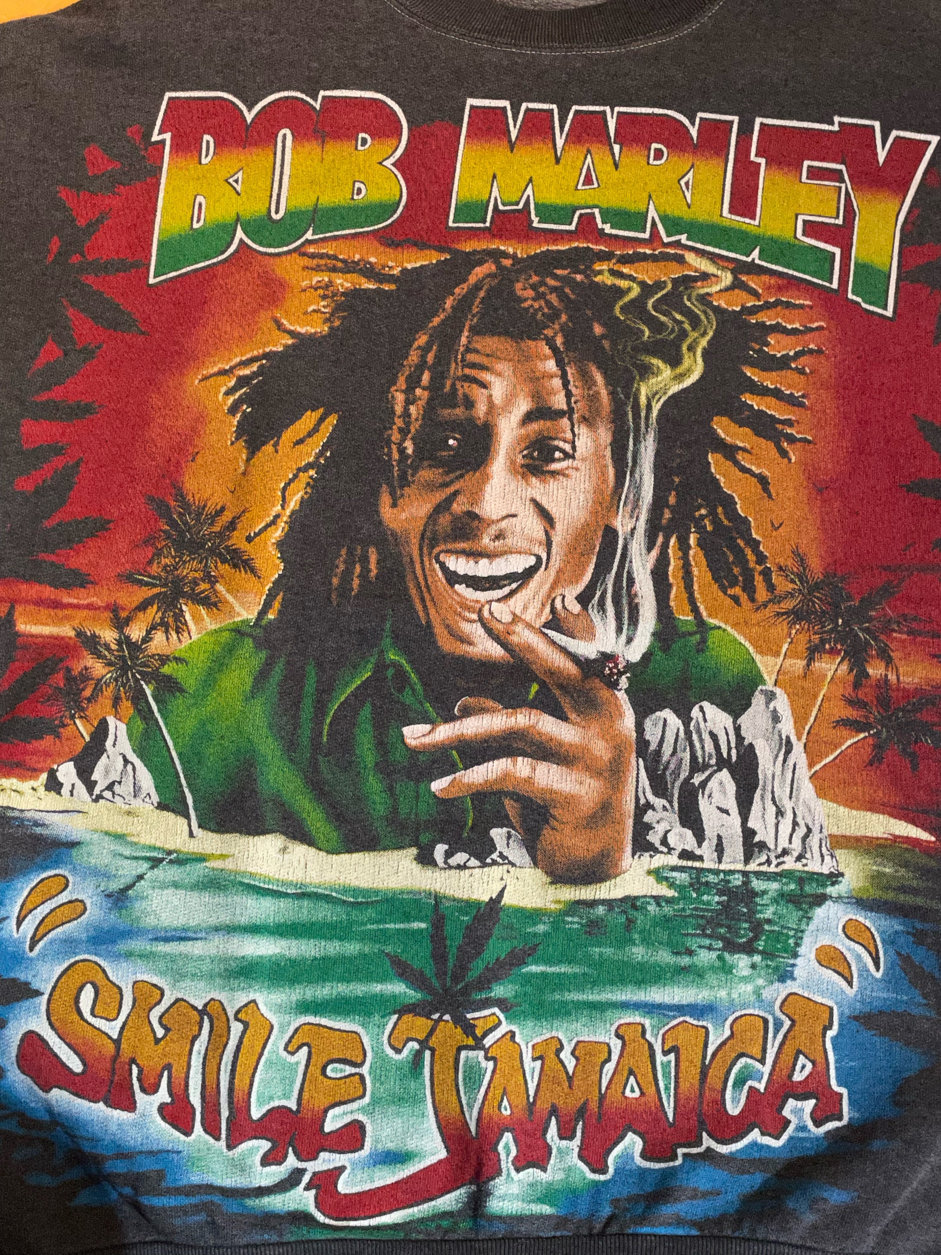 BOB MARLEY SMILE JAMAICA 90s VINTAGE CREWNECK SWEATSHIRT SZ: L