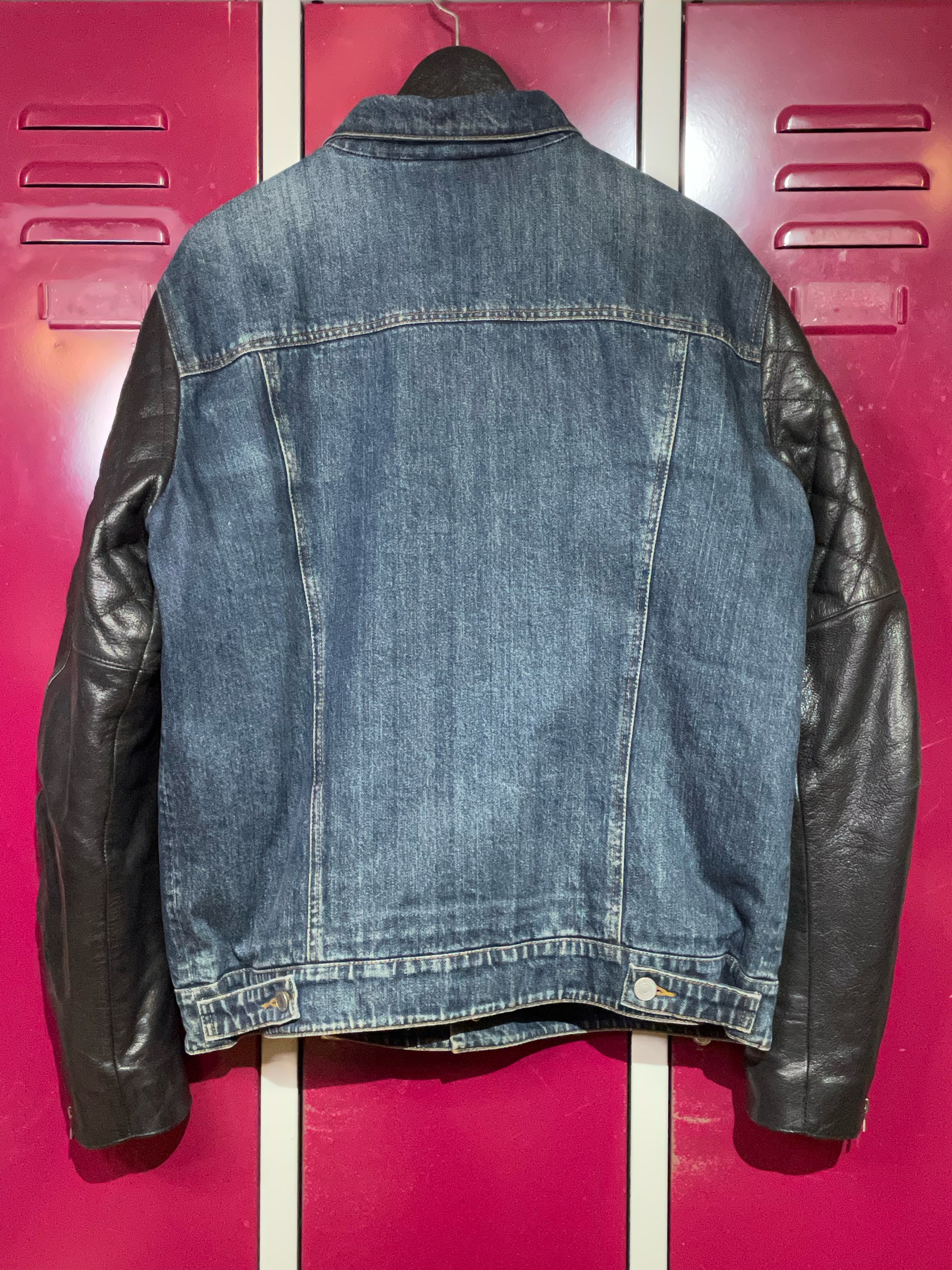 Levis denim deals jacket leather sleeves