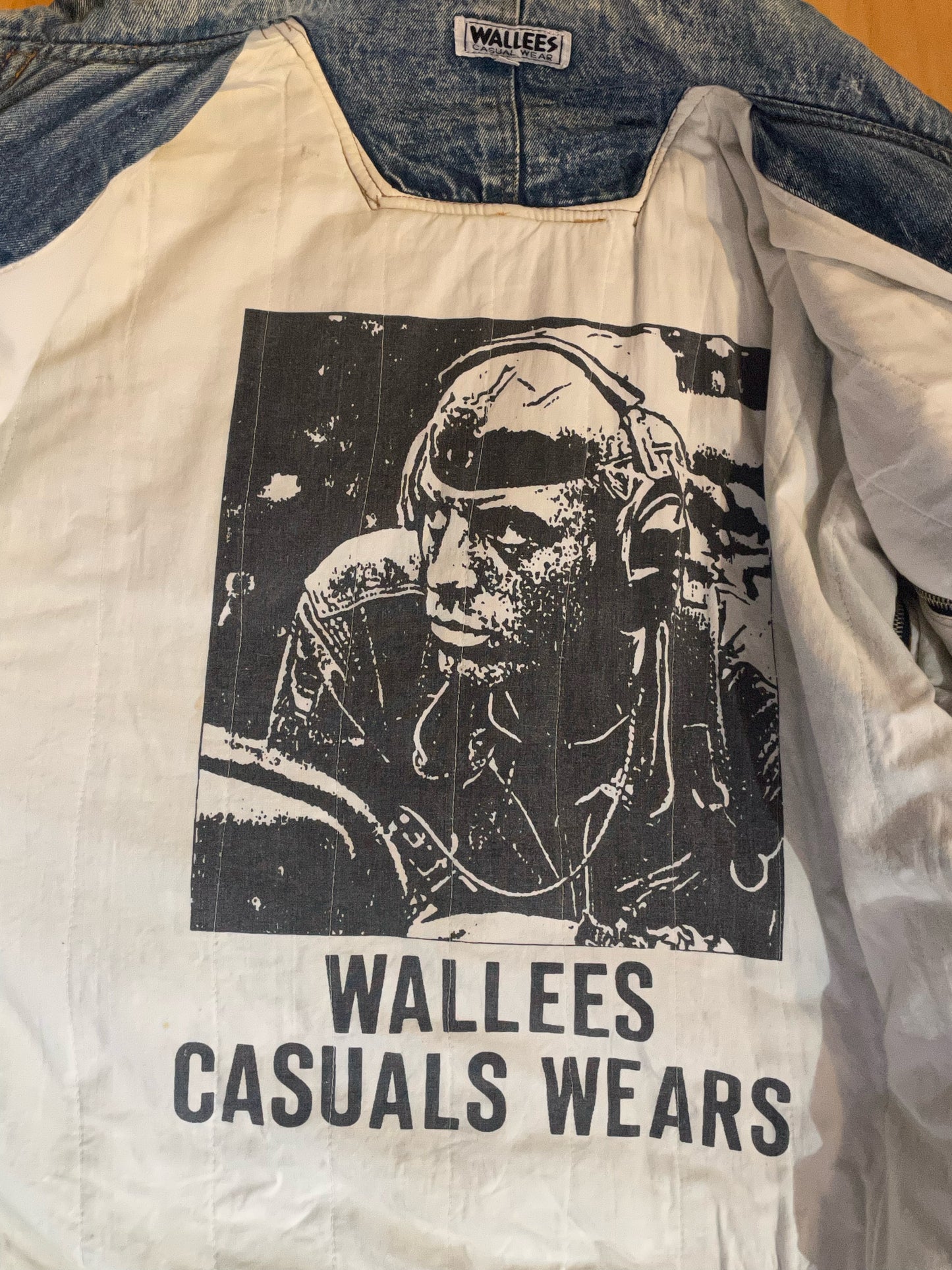 WALLEES CASUALS WEARS VINTAGE REMOVABLE SLEEVES DENIM JACKET SZ: L