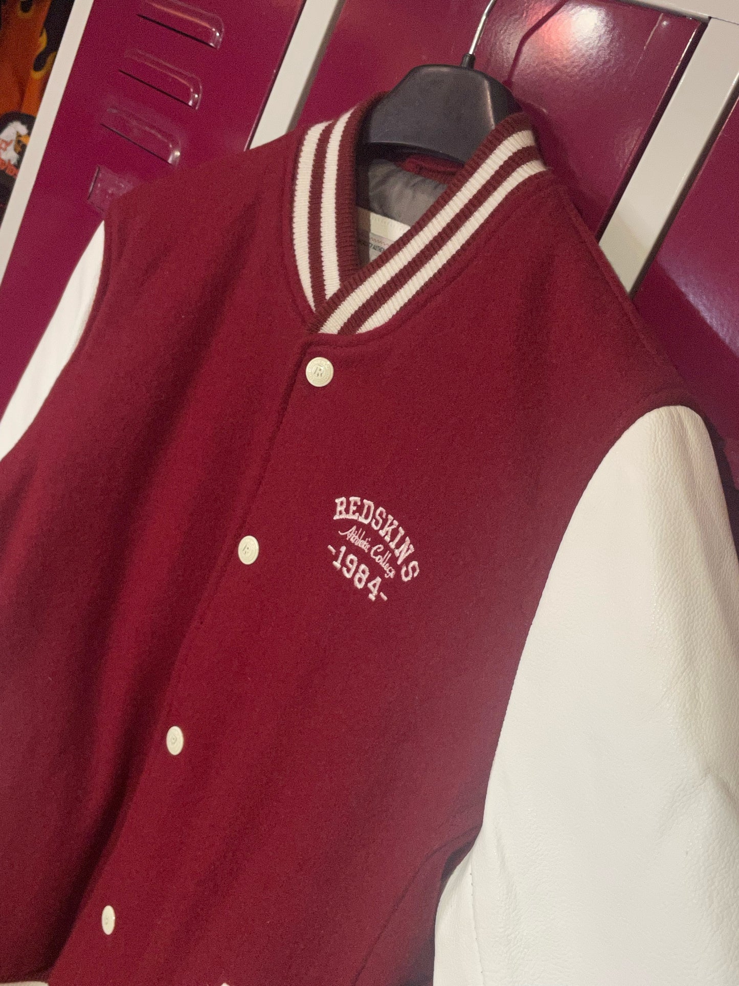 REDSKINS WOOL & LEATHER SLEEVES VARSITY JACKET SZ: L