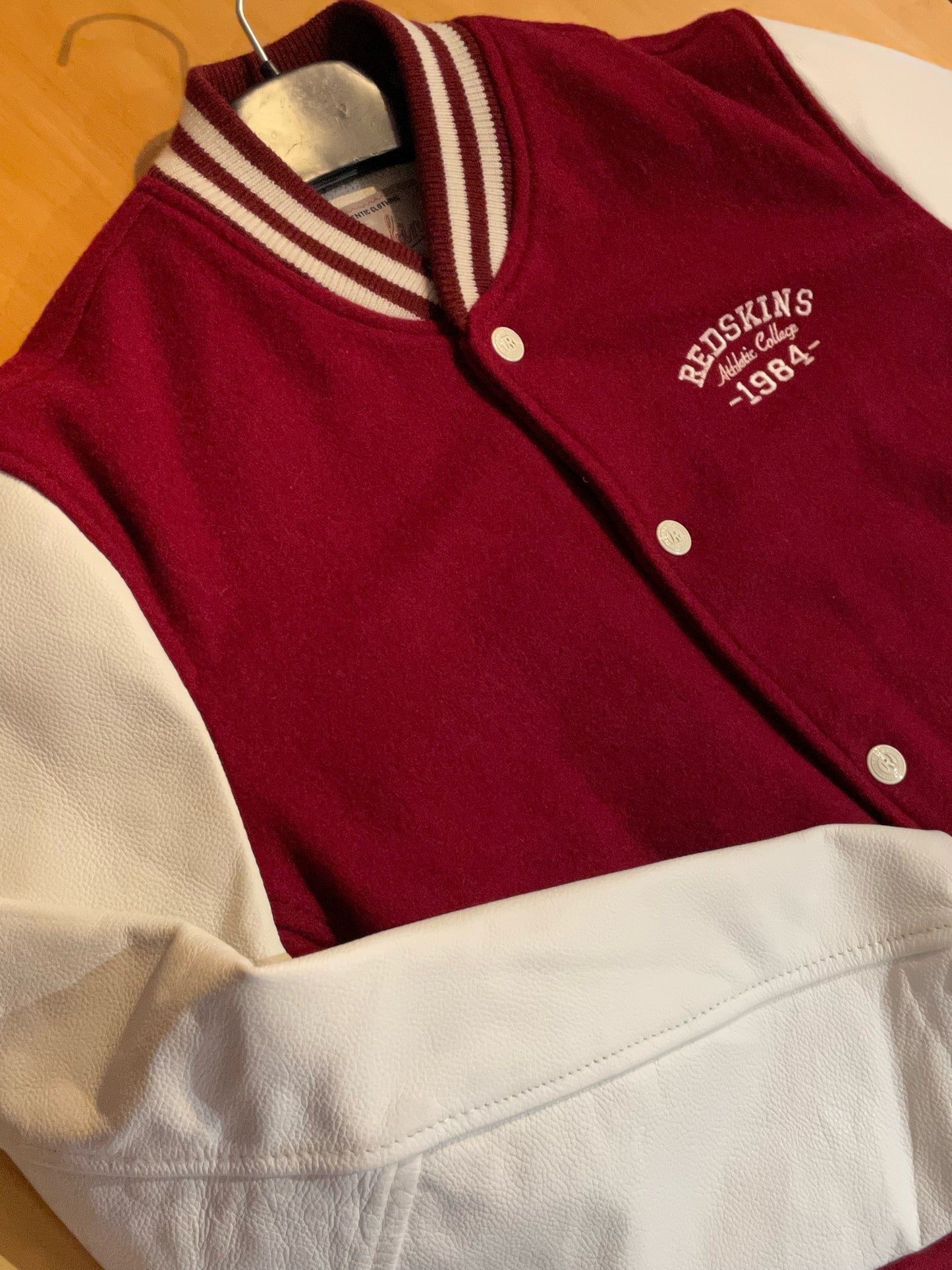 REDSKINS WOOL & LEATHER SLEEVES VARSITY JACKET SZ: L