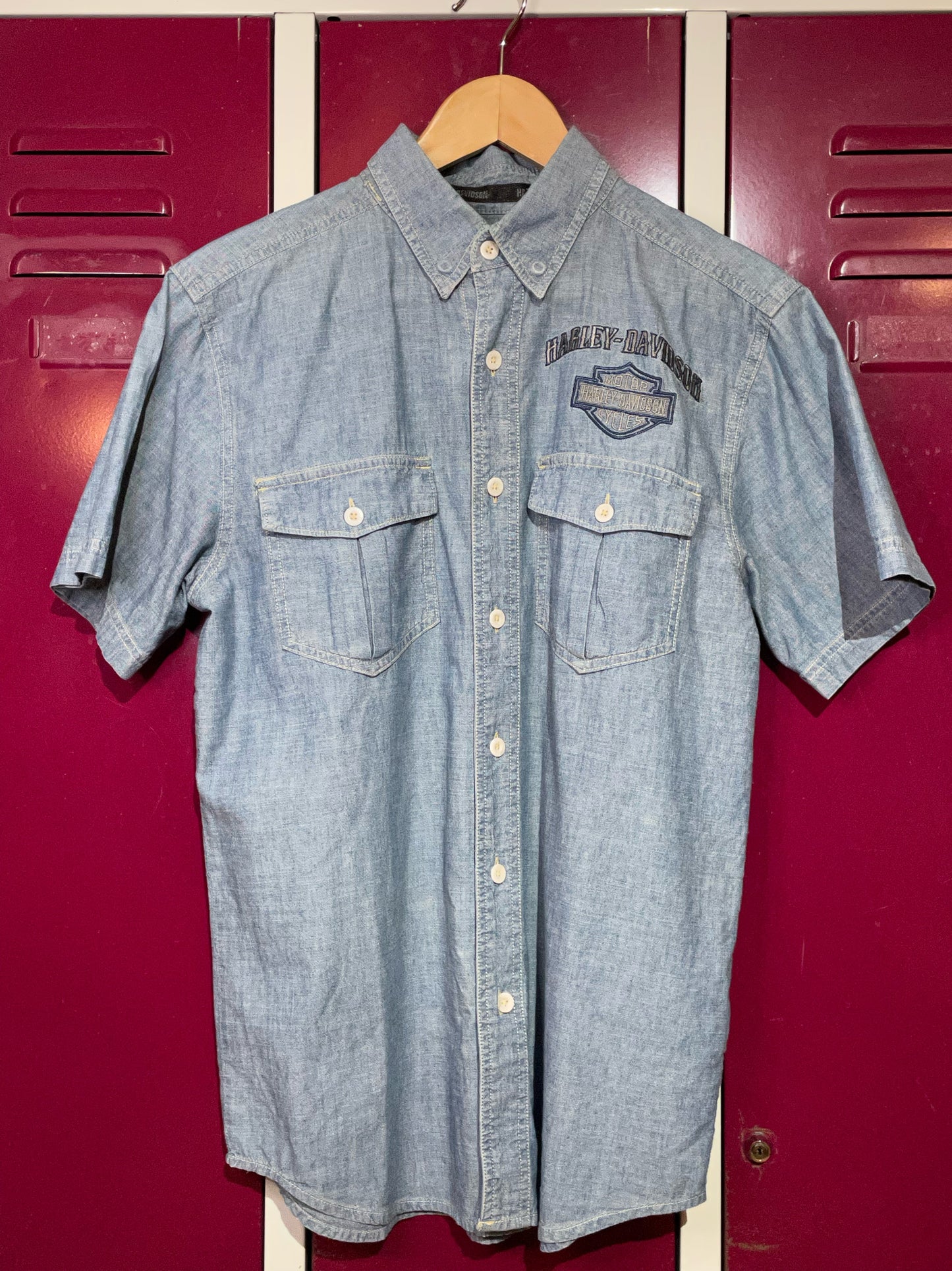 HARLEY DAVIDSON SHORT SLEEVES DENIM SHIRT  SZ: S