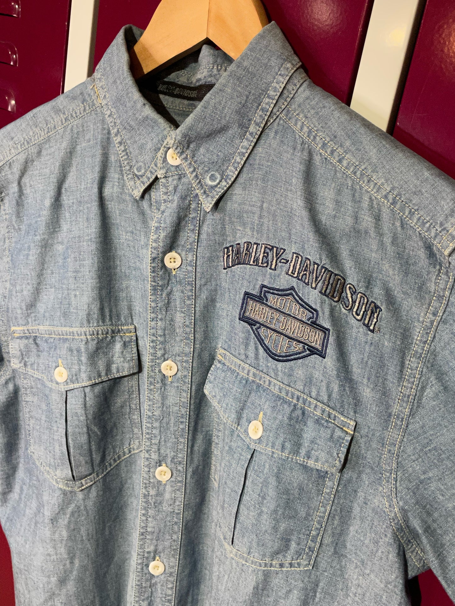 HARLEY DAVIDSON SHORT SLEEVES DENIM SHIRT  SZ: S