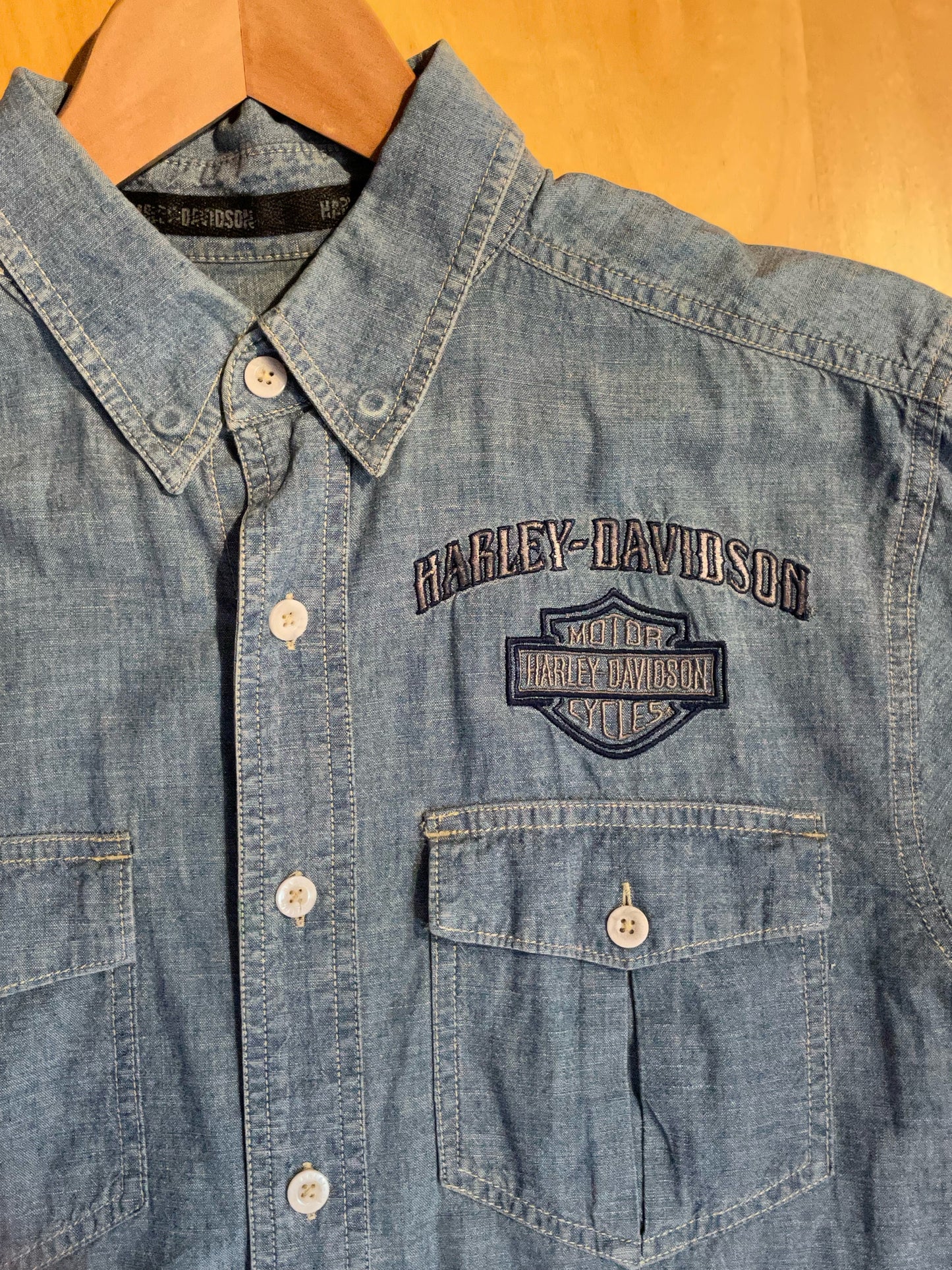 HARLEY DAVIDSON SHORT SLEEVES DENIM SHIRT  SZ: S