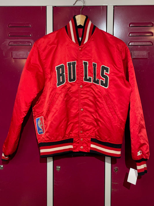 VINTAGE STARTER CHICAGO BULLS NBA SATIN JACKET  SZ: S