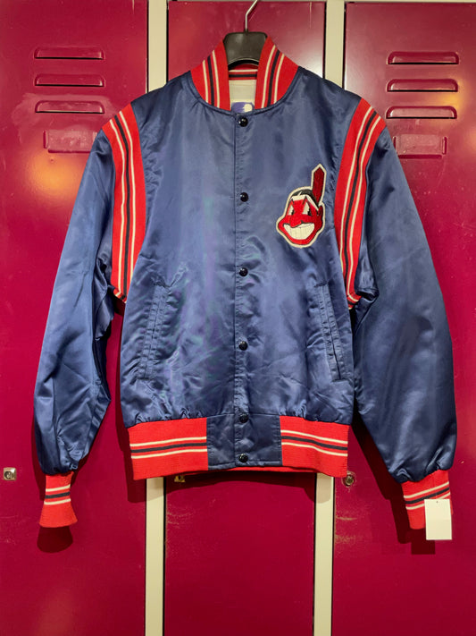 VINTAGE CLEVELAND INDIANS MLB SATIN JACKET  SZ: M